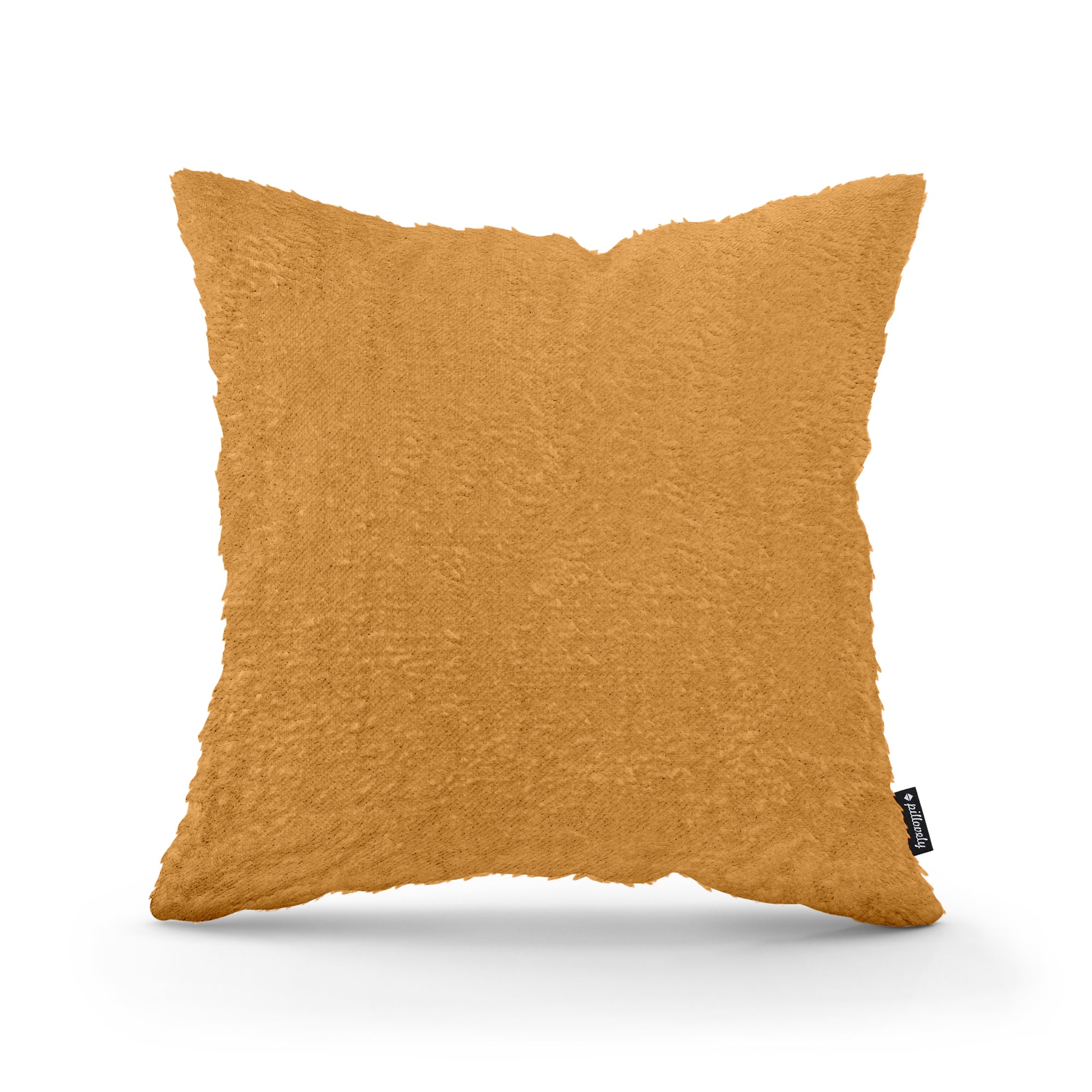 Poduszka dekoracyjna 45×45 cm w stylu glamour – plusz 100% PES, miękka struktura | Plusz Miodowa Ochra (SORRISO 22)
