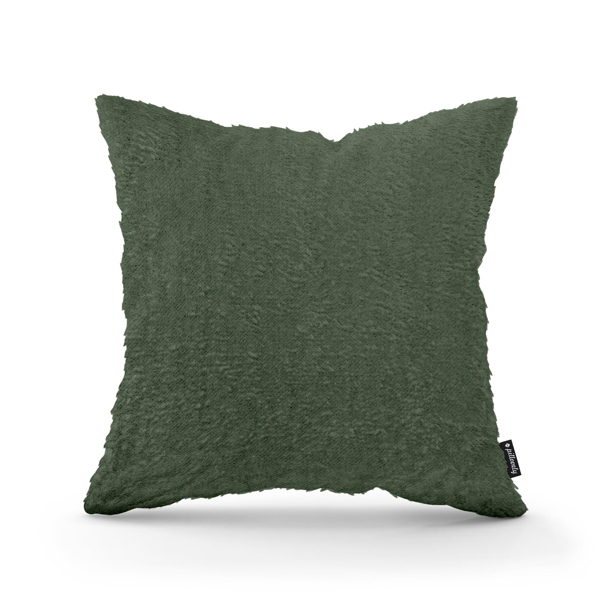 Poduszka dekoracyjna 45×45 cm w stylu glamour – plusz 100% PES, miękka struktura | Plusz Zielony Grafit (SORRISO 26)