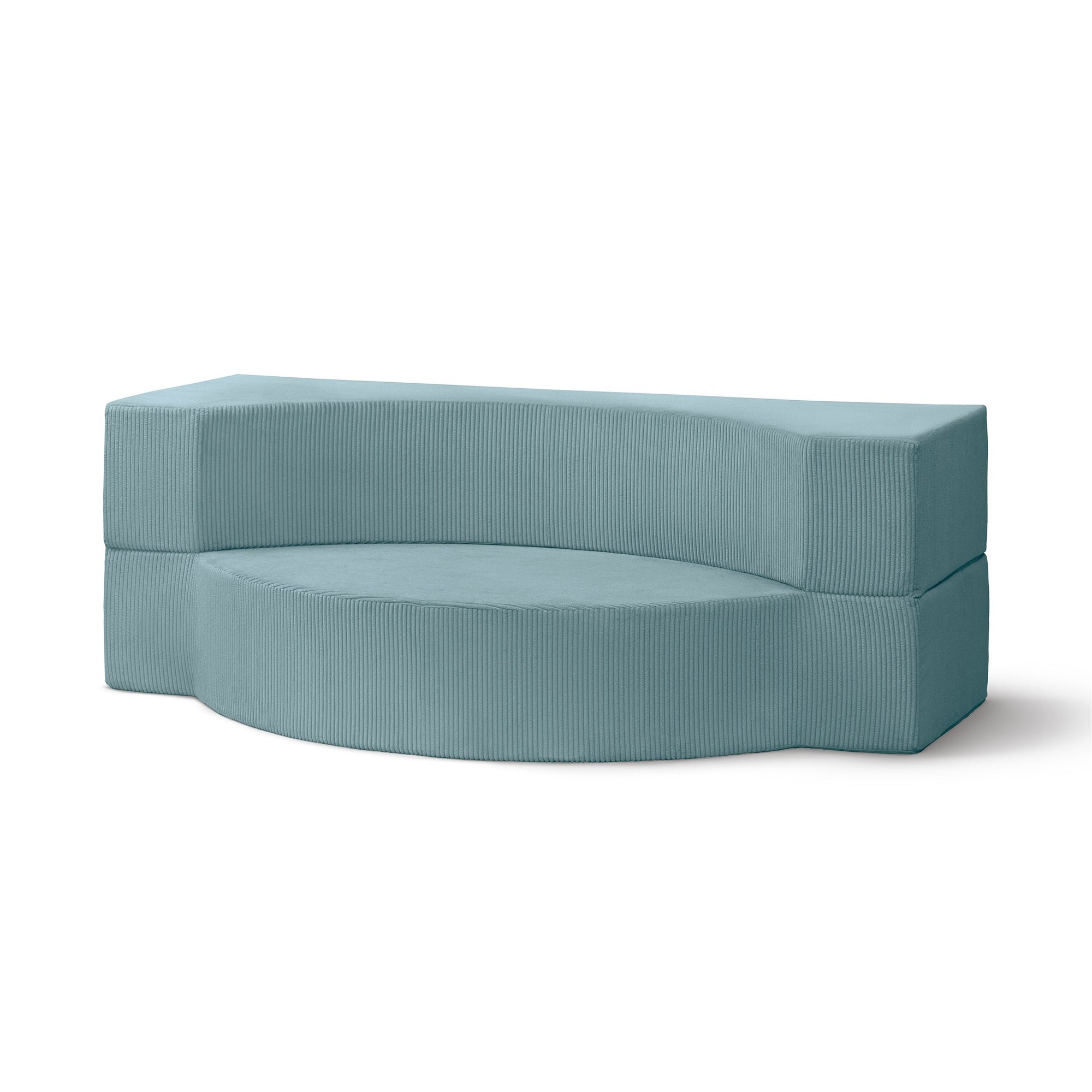 Sofa piankowa modułowa 200 cm z funkcją spania w stylu japandi – sztruks POSO, półokrągła forma | Lunaria Zimna Mięta (POSO 26)
