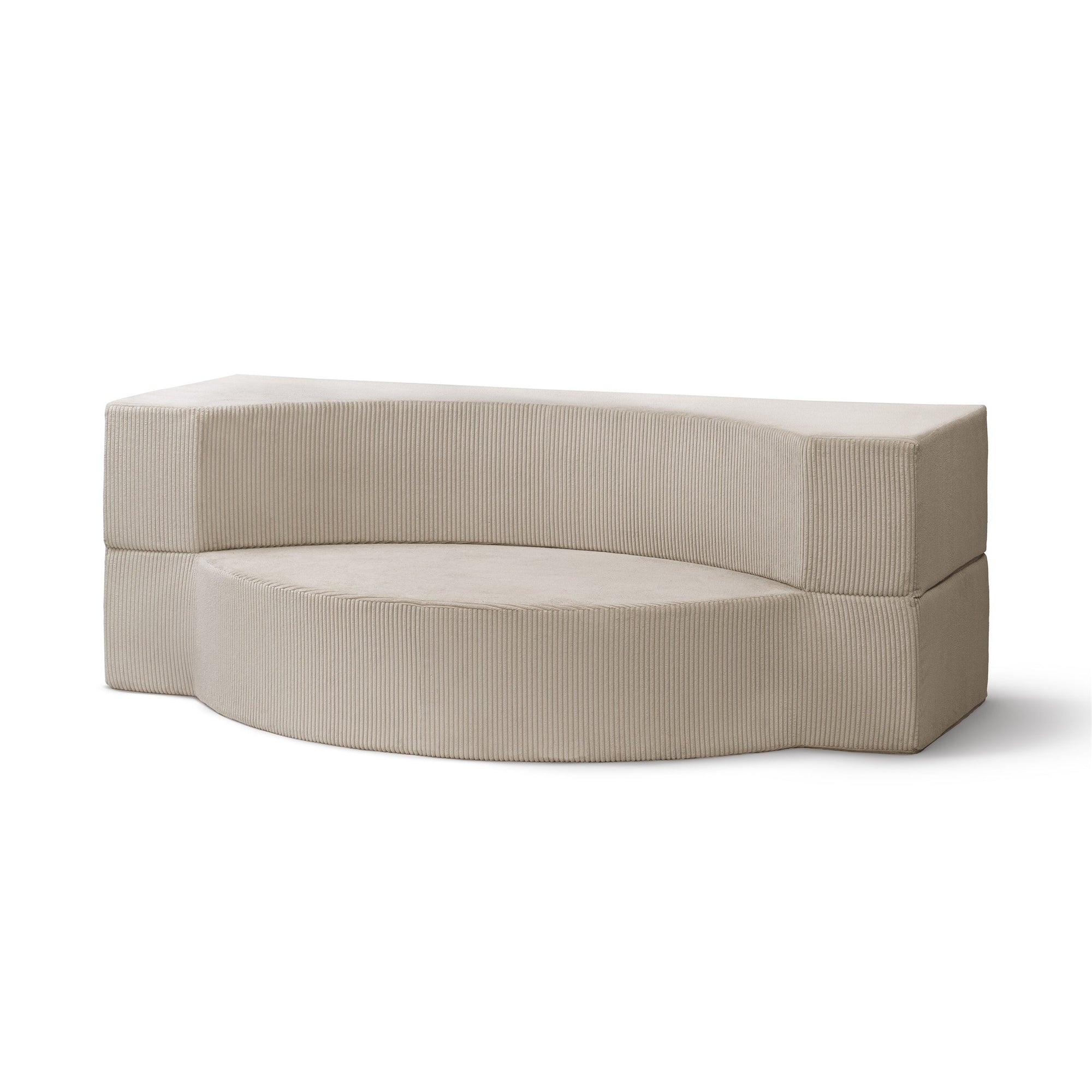 Sofa piankowa modułowa 200 cm z funkcją spania w stylu japandi – sztruks POSO, półokrągła forma | Lunaria Piaskowy Kamień (POSO 02)