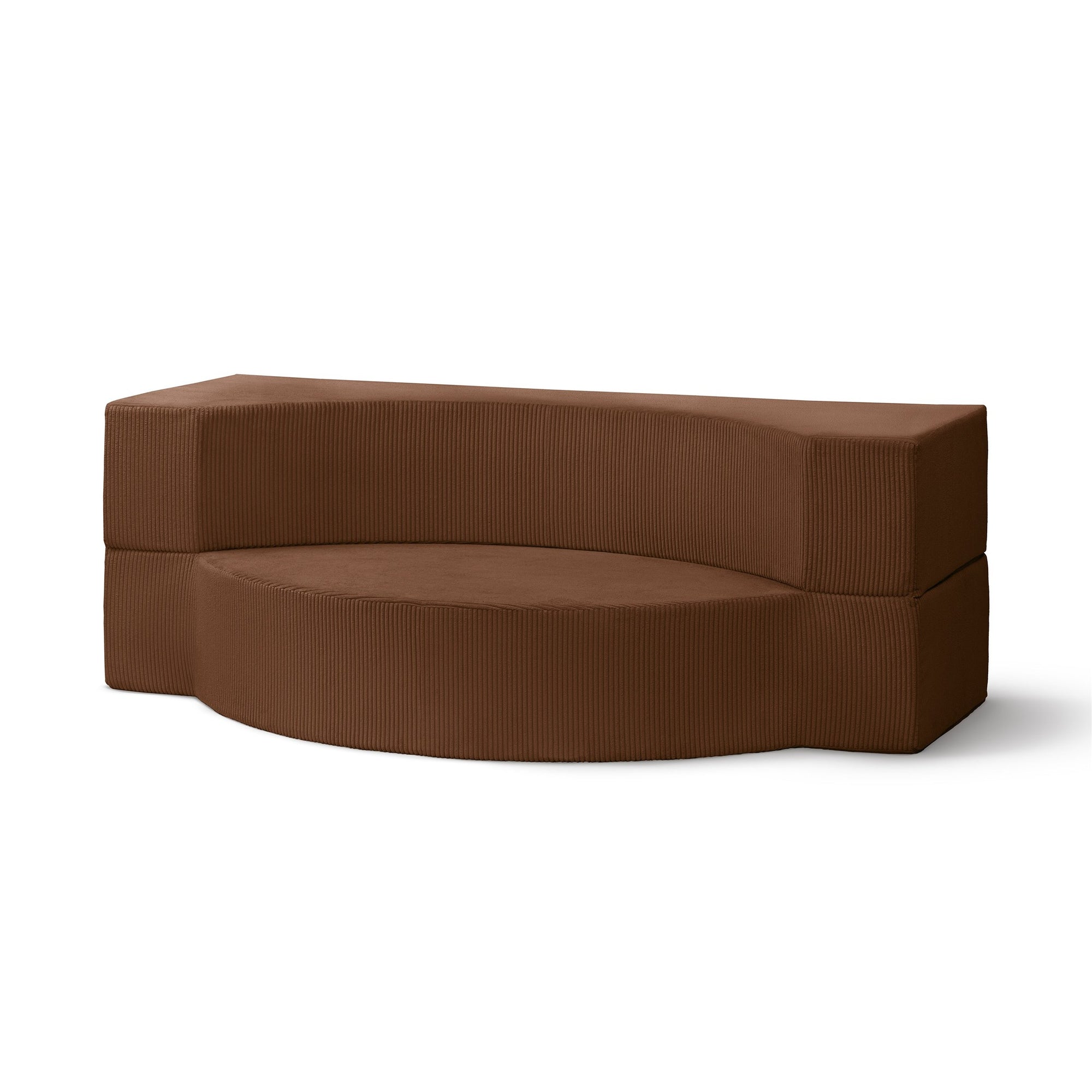 Sofa piankowa modułowa 200 cm z funkcją spania w stylu japandi – sztruks POSO, półokrągła forma | Lunaria Espresso (POSO 39)