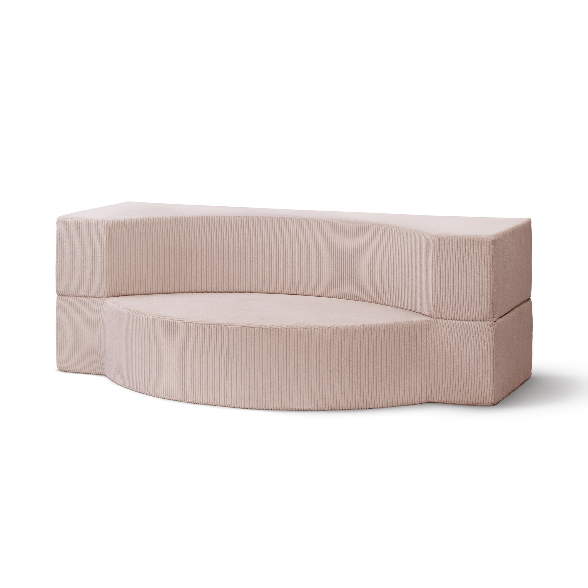 Sofa piankowa modułowa 200 cm z funkcją spania w stylu japandi – sztruks POSO, półokrągła forma | Lunaria Zgaszony Róż (POSO 52)