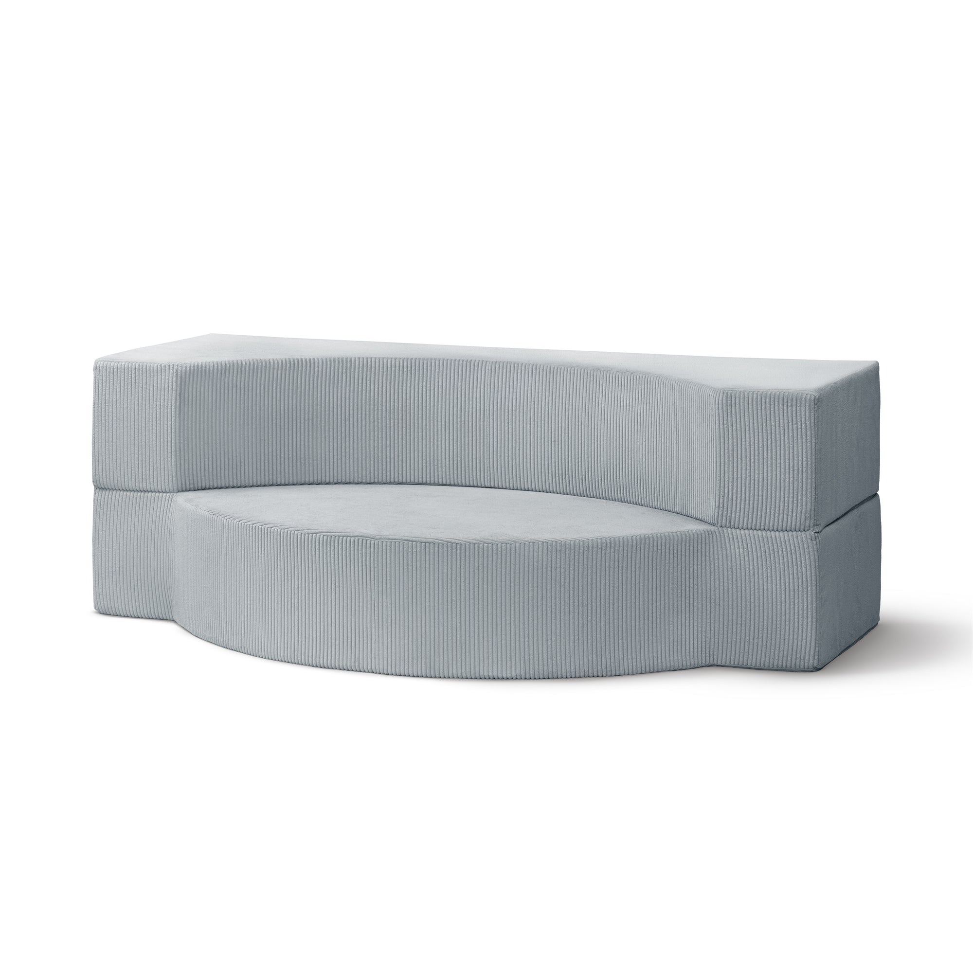 Sofa piankowa modułowa 200 cm z funkcją spania w stylu japandi – sztruks POSO, półokrągła forma | Lunaria Szary Bambus (POSO 55)