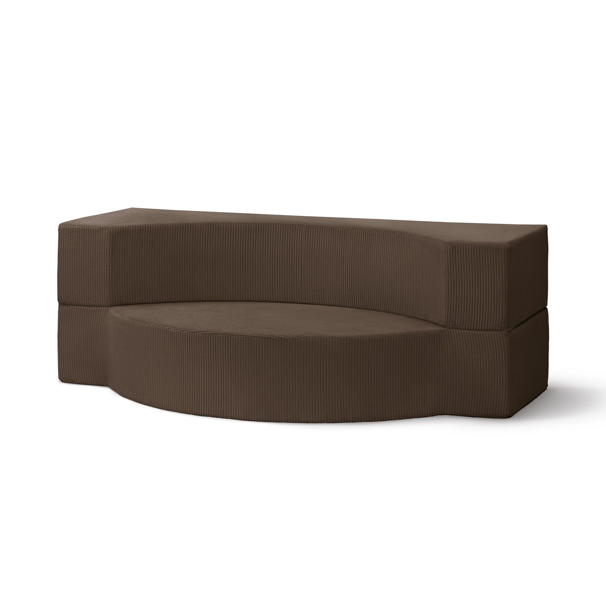 Sofa piankowa modułowa 200 cm z funkcją spania w stylu japandi – sztruks POSO, półokrągła forma | Lunaria Ciemny Orzech (POSO 06)