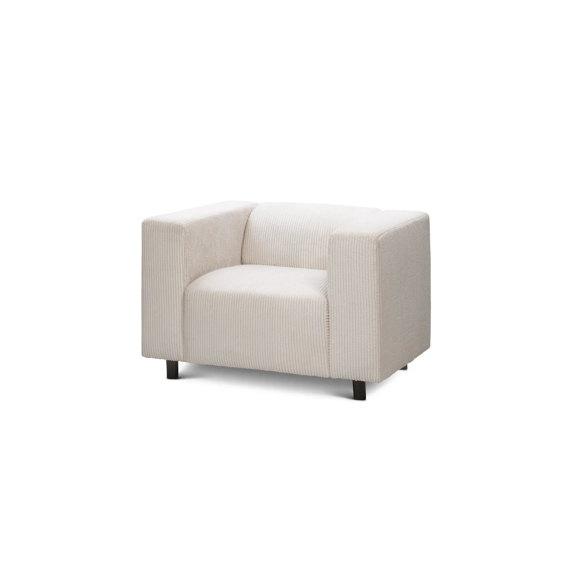 Fotel 95 cm do relaksu w stylu skandynawskim – Sztruks POSO, szerokie podłokietniki | July Porcelanowy Beż (POSO 38)
