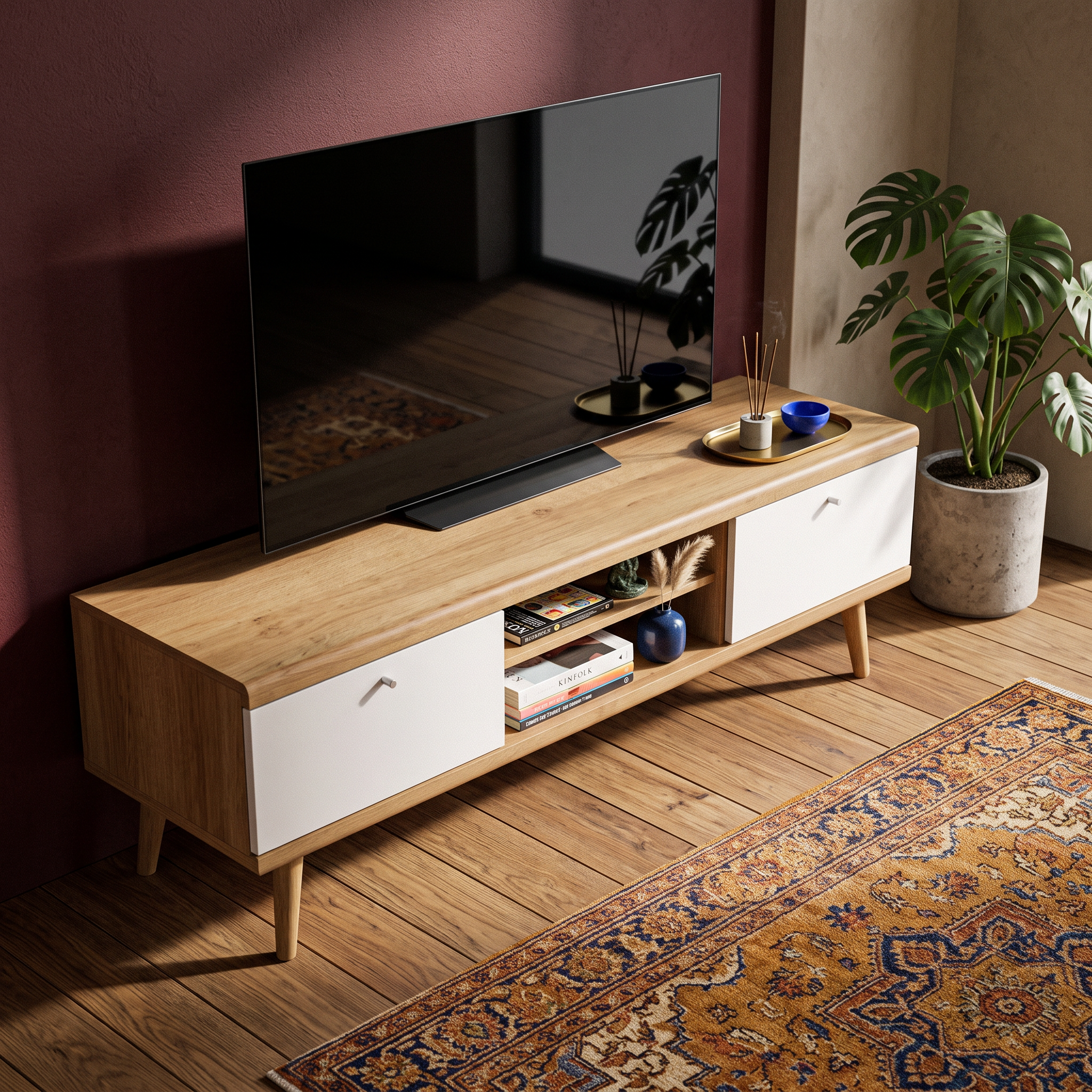 Szafka RTV 160x50 w stylu skandynawskim | Lato