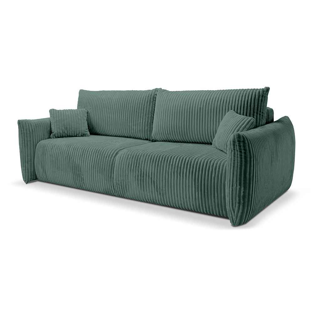 Sofa 3-osobowa z funkcją spania 145x200 z pojemnikiem w stylu nowoczesnym – automat wspomagający | ALLORO Cień Paproci (TILIA 39)
