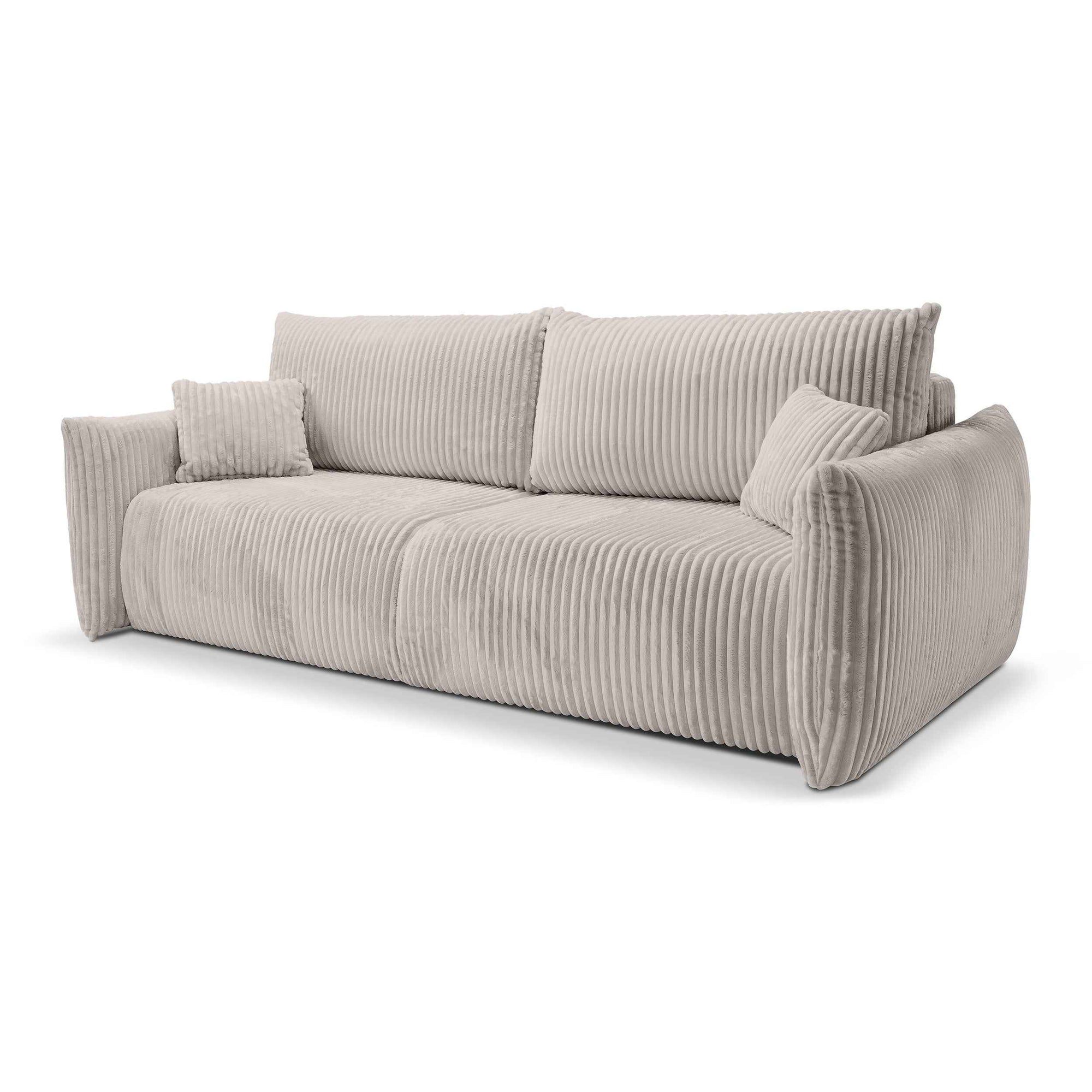Sofa 3-osobowa z funkcją spania 145x200 z pojemnikiem w stylu nowoczesnym – automat wspomagający | ALLORO Popiel Morwy (TILIA 83)