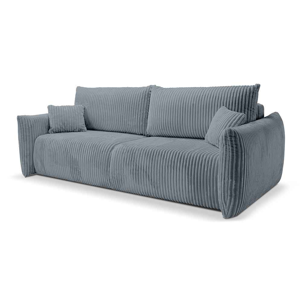 Sofa 3-osobowa z funkcją spania 145x200 z pojemnikiem w stylu nowoczesnym – automat wspomagający | ALLORO Grafit Poranny (TILIA 85)