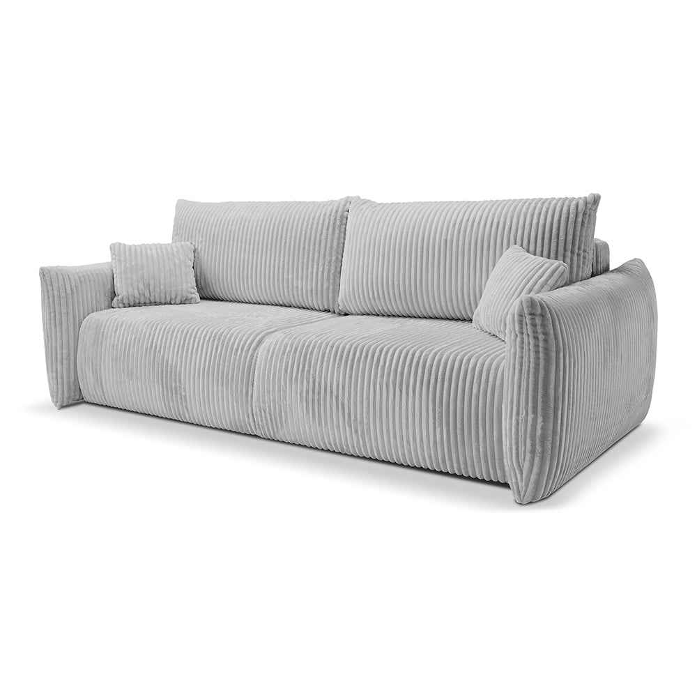 Sofa 3-osobowa z funkcją spania 145x200 z pojemnikiem w stylu nowoczesnym – automat wspomagający | ALLORO Deszczowy Poranek (TILIA 86)