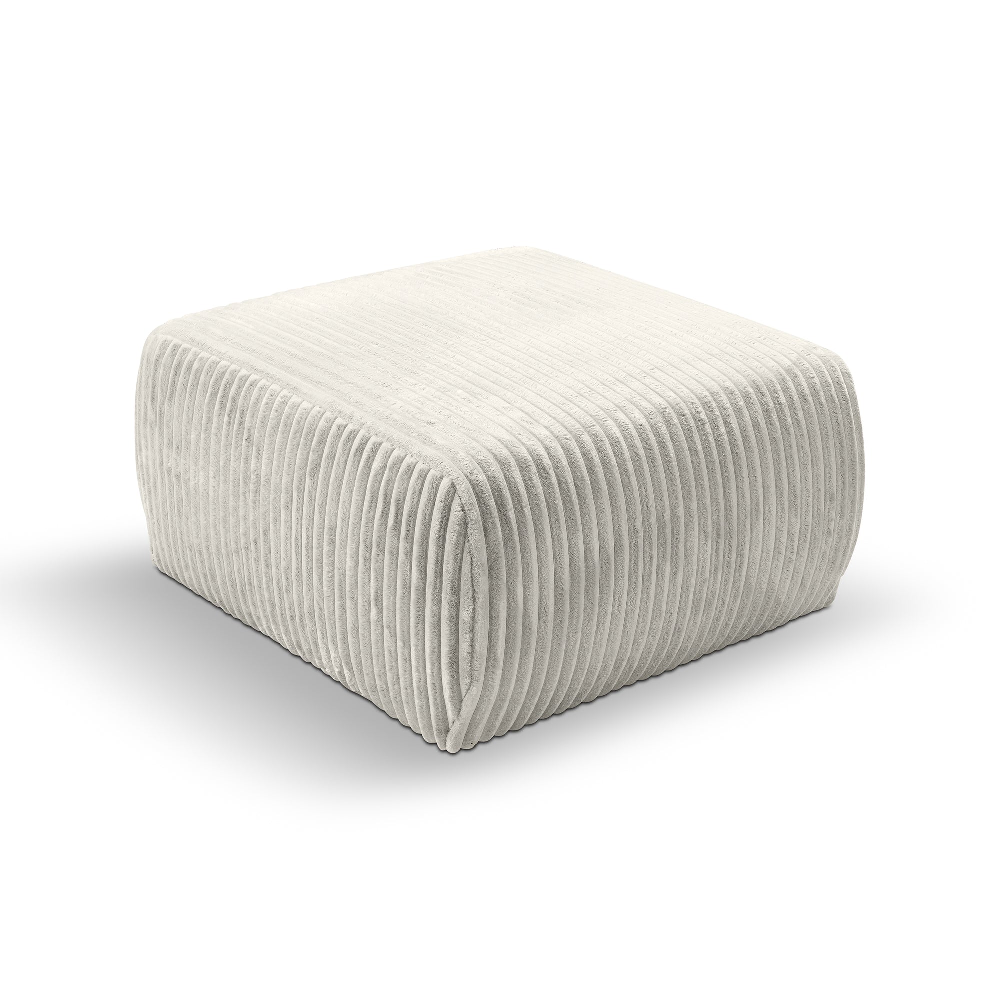 Pufa tapicerowana 82x41 w stylu vintage - tkanina TILIA, zaokrąglona forma, dekoracyjne przeszycia | ALLORO Śmietankowy Puch (TILIA 03)