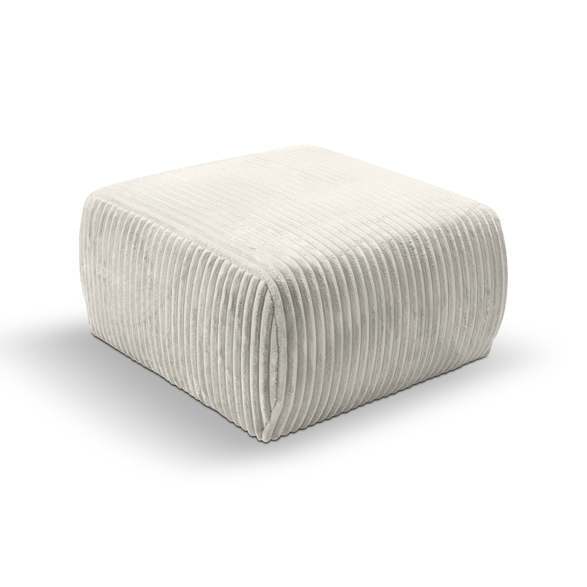 Pufa tapicerowana 82x41 w stylu vintage - tkanina TILIA, zaokrąglona forma, dekoracyjne przeszycia | ALLORO Śmietankowy Puch (TILIA 03)