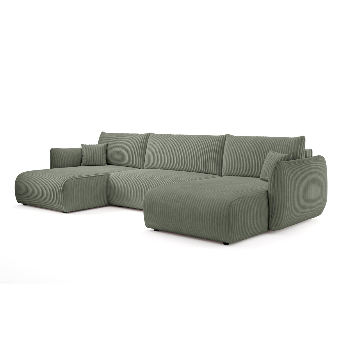 Narożnik U z funkcją spania o powierzchni 145x302 w stylu vintage | ALLORO Szałwia Kamienna (TILIA 37)
