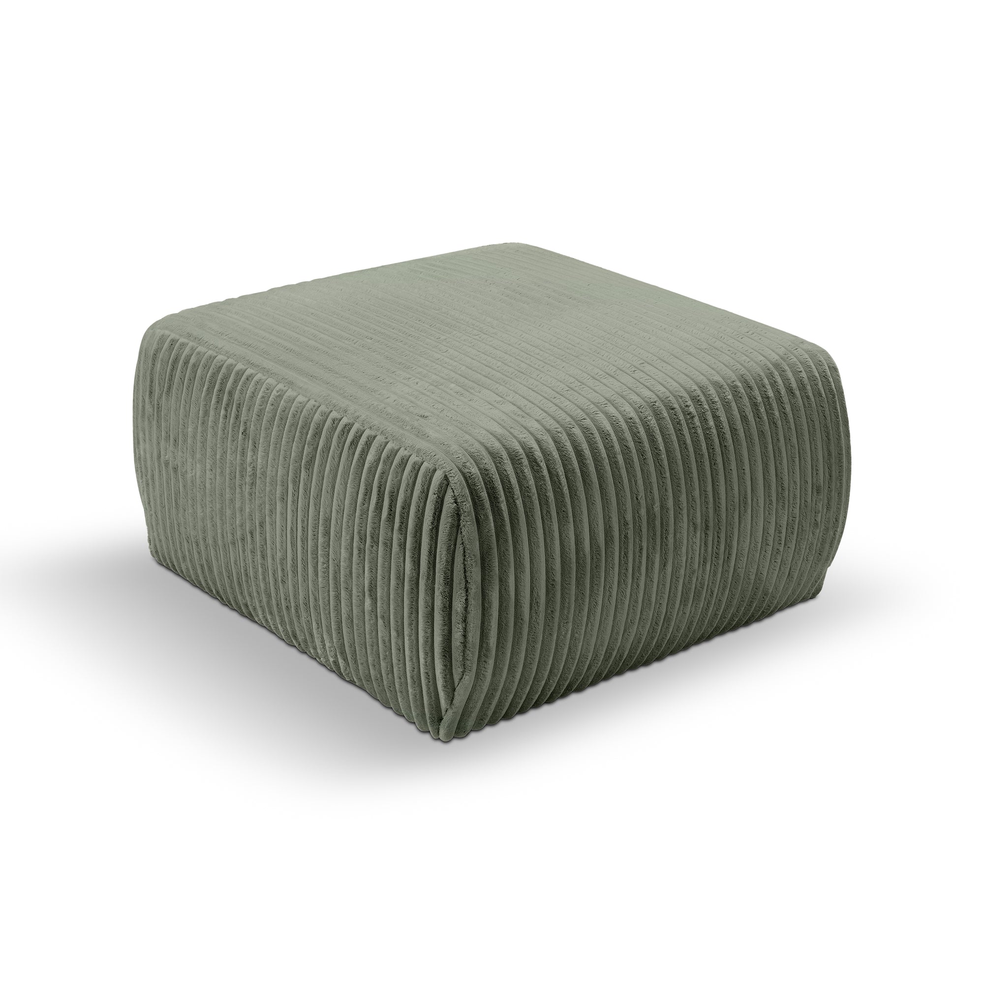 Pufa tapicerowana 82x41 w stylu vintage - tkanina TILIA, zaokrąglona forma, dekoracyjne przeszycia | ALLORO Szałwia Kamienna (TILIA 37)