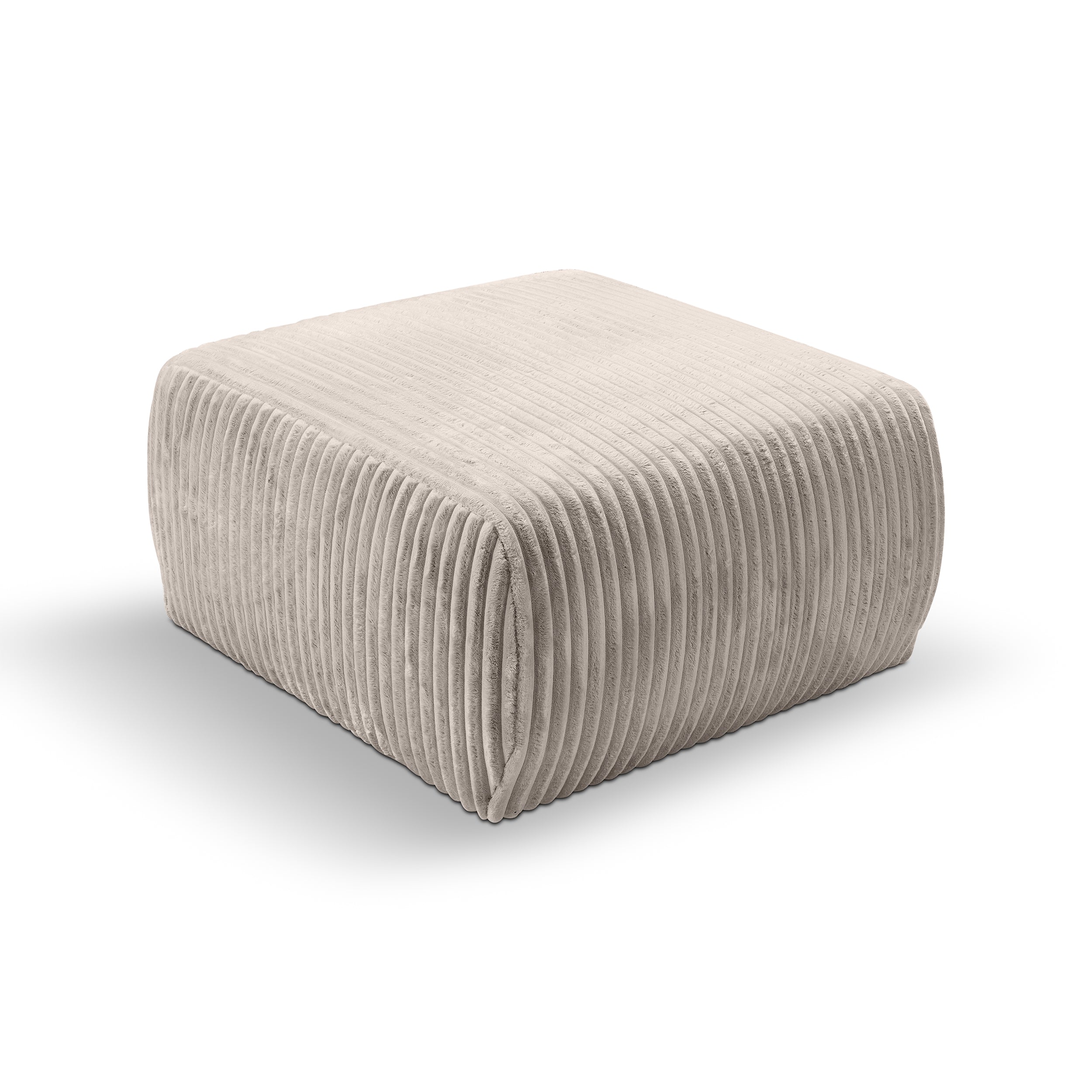 Pufa tapicerowana 82x41 w stylu vintage - tkanina TILIA, zaokrąglona forma, dekoracyjne przeszycia | ALLORO Popiel Morwy (TILIA 83)