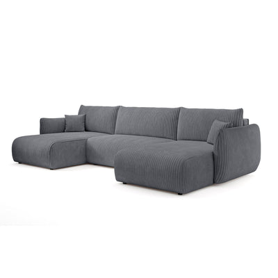 Narożnik U z funkcją spania o powierzchni 145x302 w stylu vintage | ALLORO Szary Horyzont (TILIA 90)