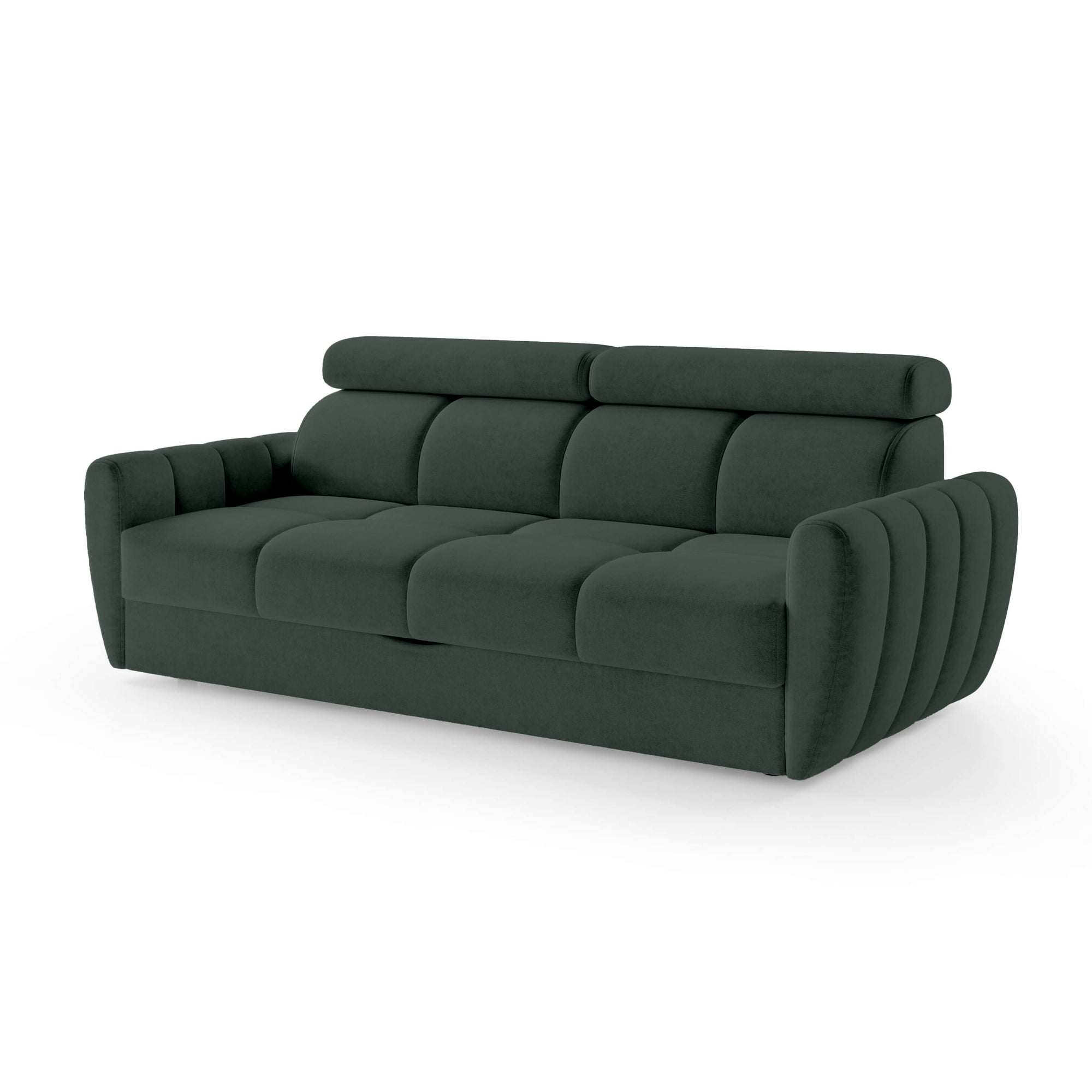 Sofa z funkcją spania 3-osobowa 227 cm w stylu minimalistycznym – pianka HR, regulowany zagłówek, puma | Franec