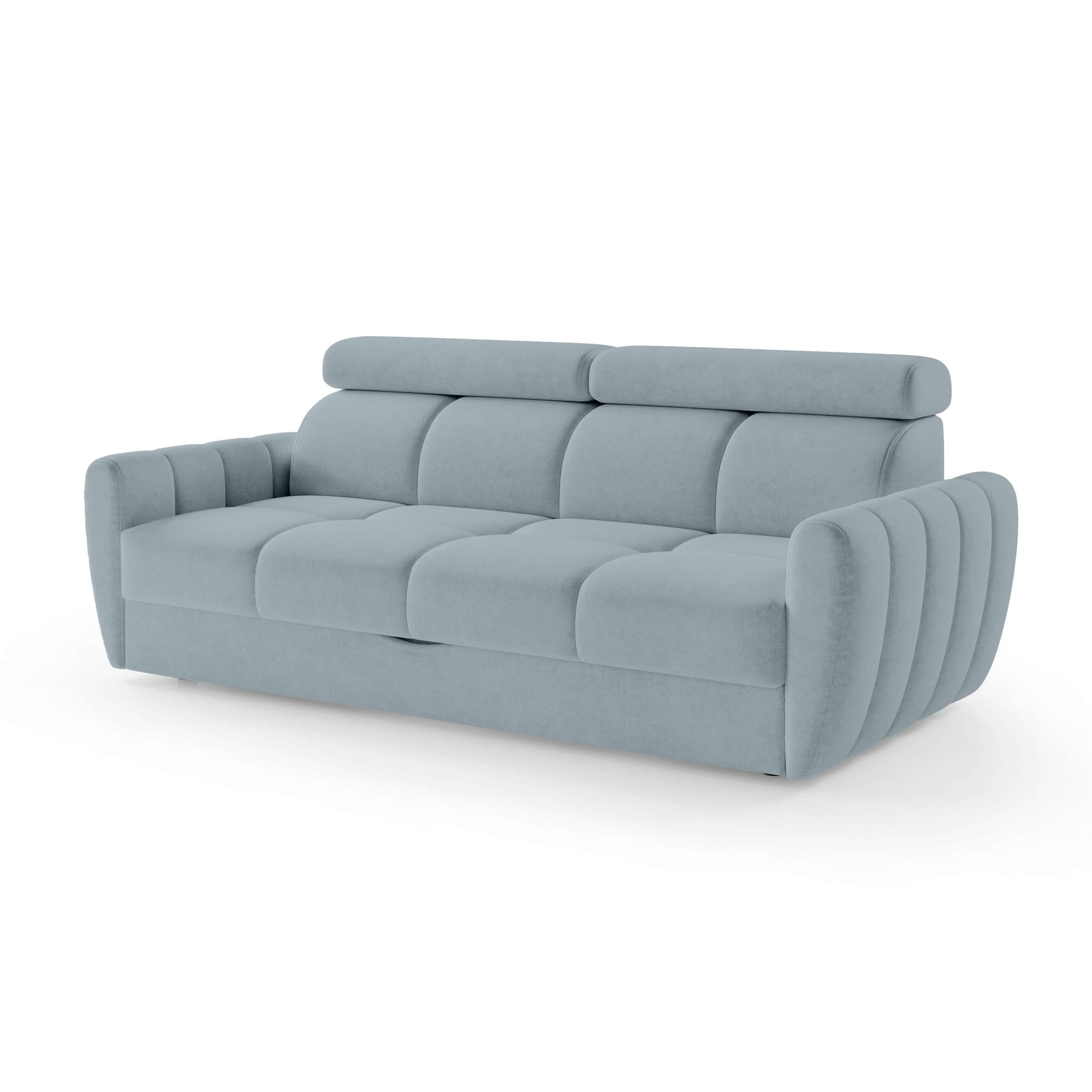 Sofa z funkcją spania 3-osobowa 227 cm w stylu minimalistycznym – pianka HR, regulowany zagłówek, puma | Franec