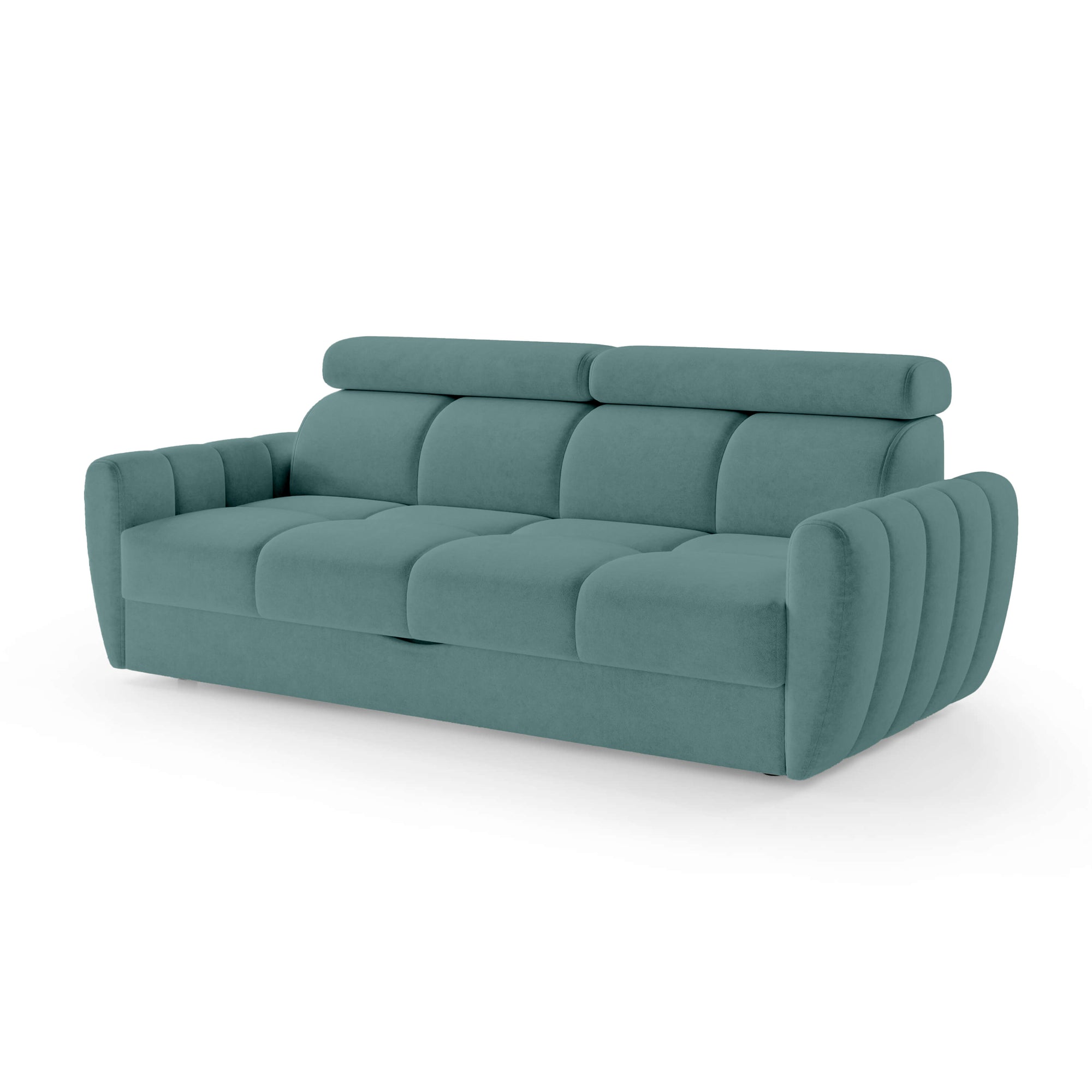 Sofa z funkcją spania 3-osobowa 227 cm w stylu minimalistycznym – pianka HR, regulowany zagłówek, puma | Franec Morska Bryza (CLOUD 72)