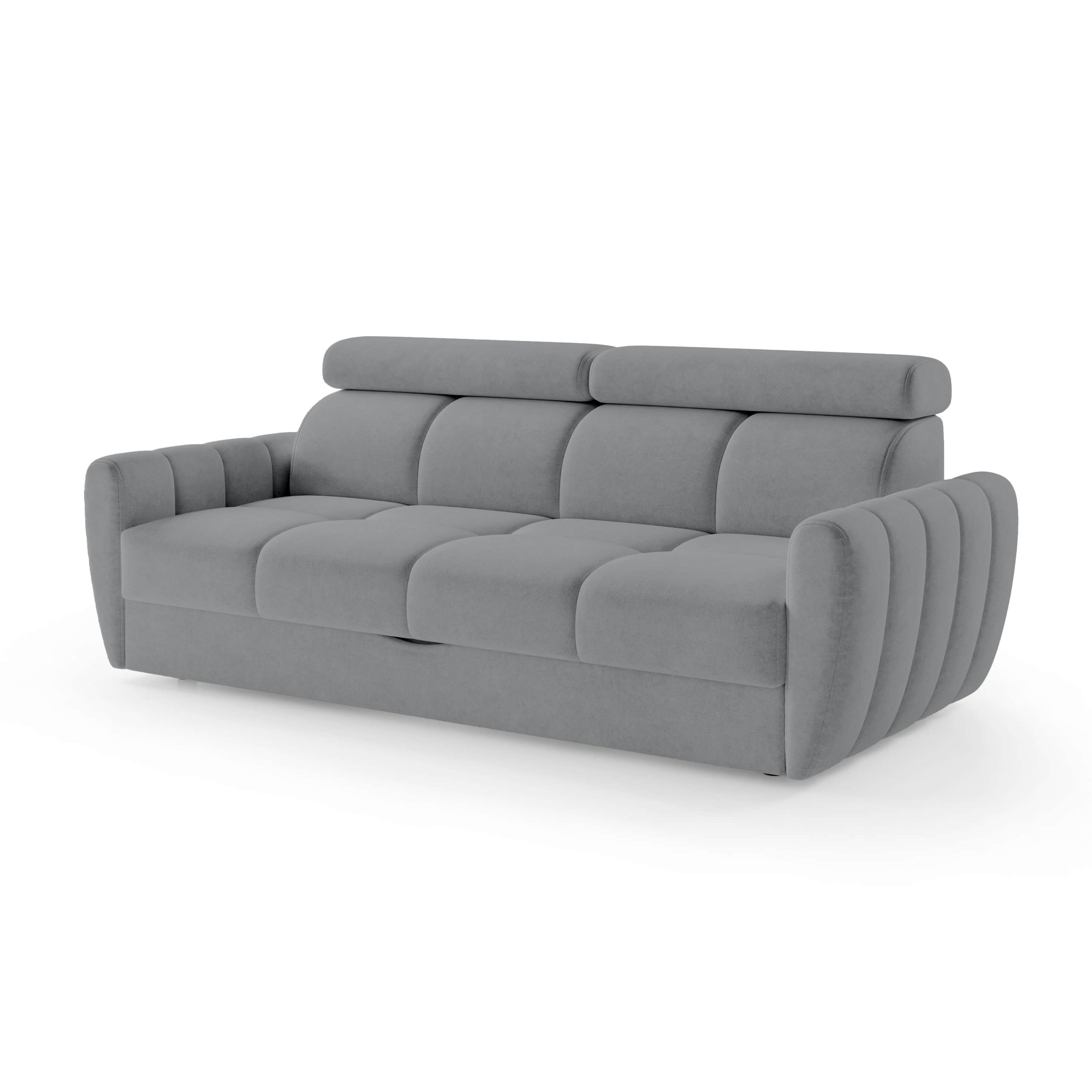 Sofa z funkcją spania 3-osobowa 227 cm w stylu minimalistycznym | Franec Gołębi Grafit (CLOUD 80)
