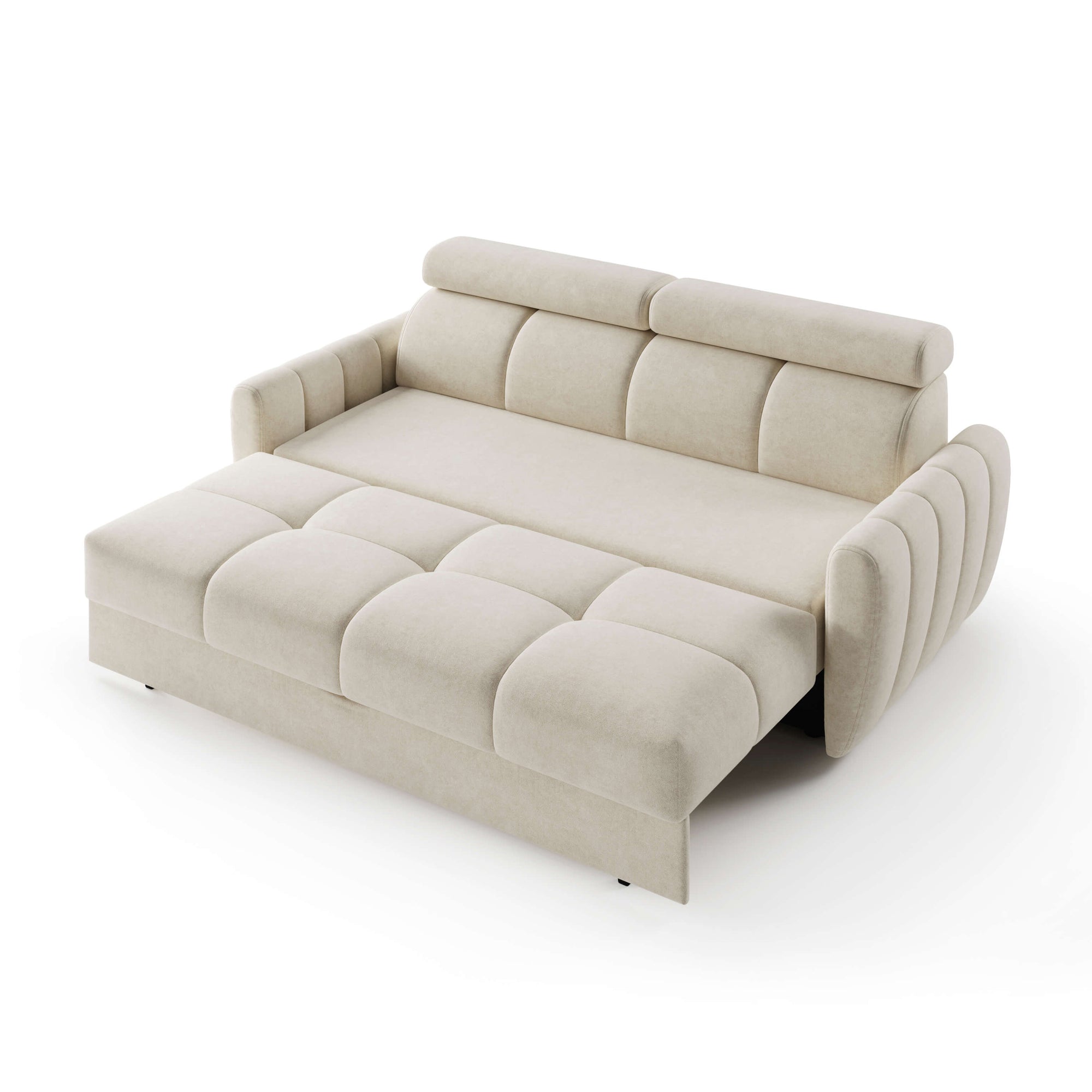 Sofa z funkcją spania 3-osobowa 227 cm w stylu minimalistycznym – pianka HR, regulowany zagłówek, puma | Franec