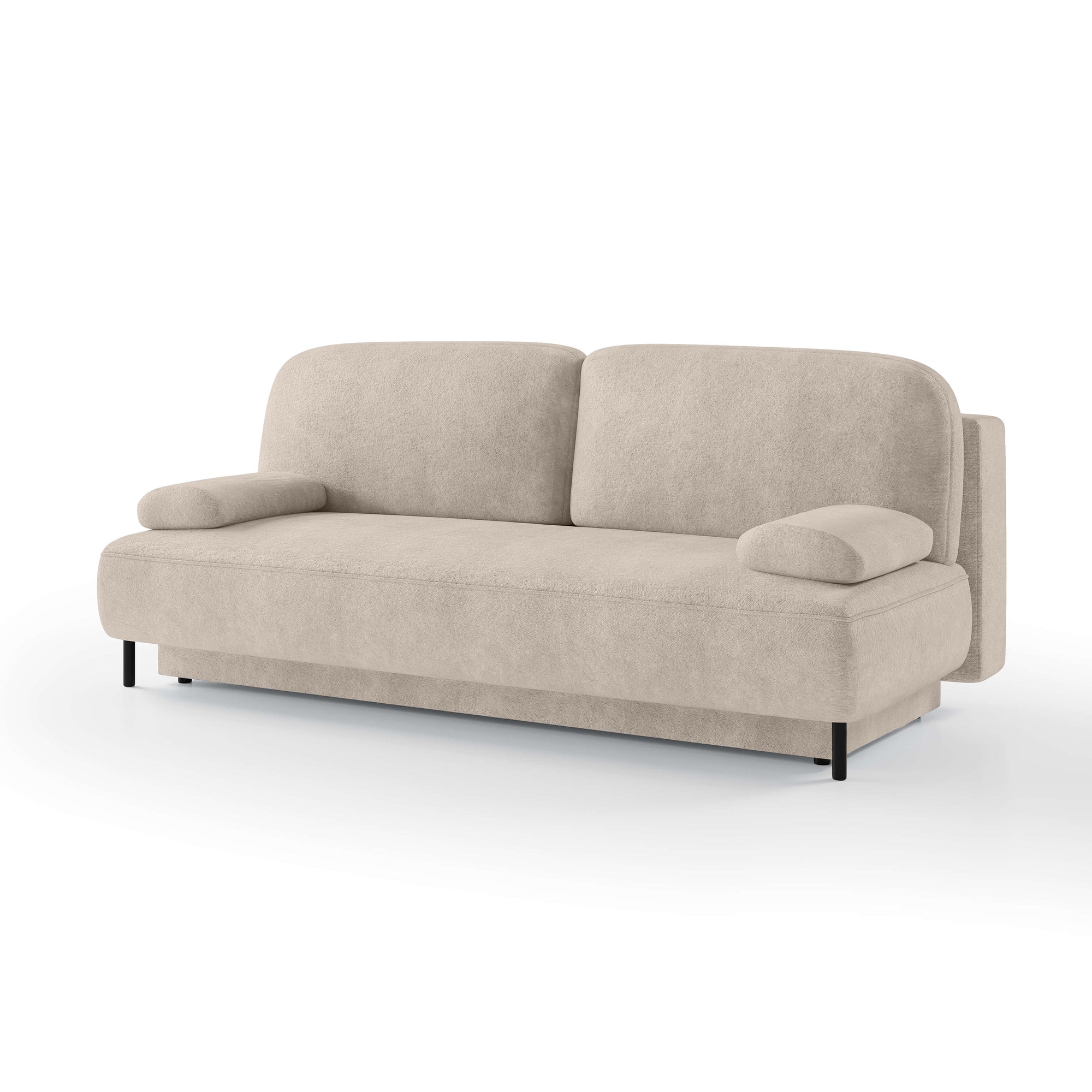 Sofa 2-osobowa z funkcją spania 140x200 z pojemnikiem w stylu nowoczesnym – mechanizm DL, sprężyny bonellowe | Tola