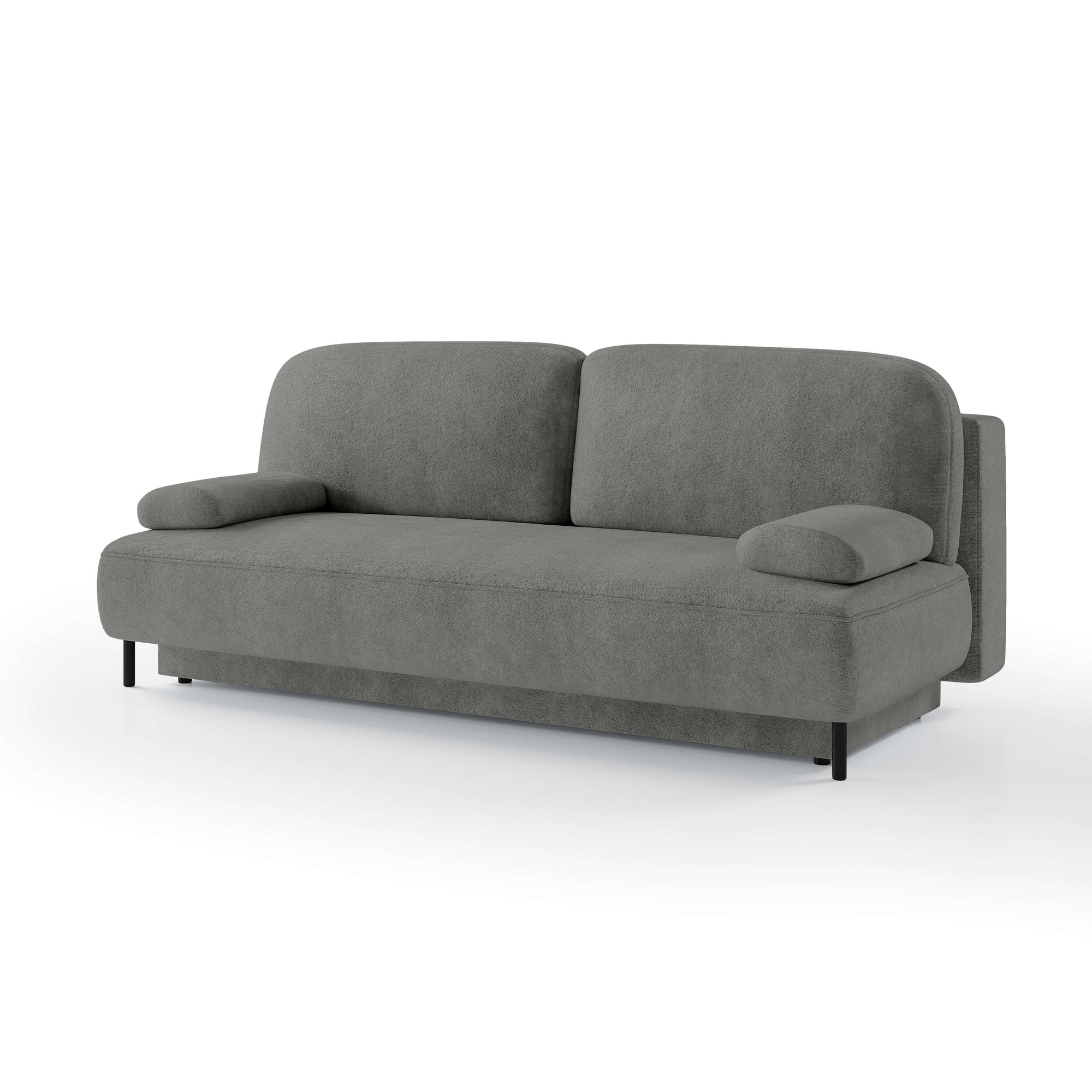 Sofa 2-osobowa z funkcją spania 140x200 z pojemnikiem w stylu nowoczesnym – mechanizm DL, sprężyny bonellowe | Tola Kamienna Mgła (PERFECT HARMONY 85)