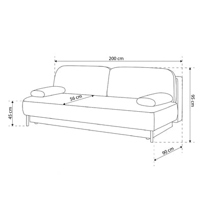 Sofa 2-osobowa z funkcją spania 140x200 z pojemnikiem w stylu nowoczesnym | Tola