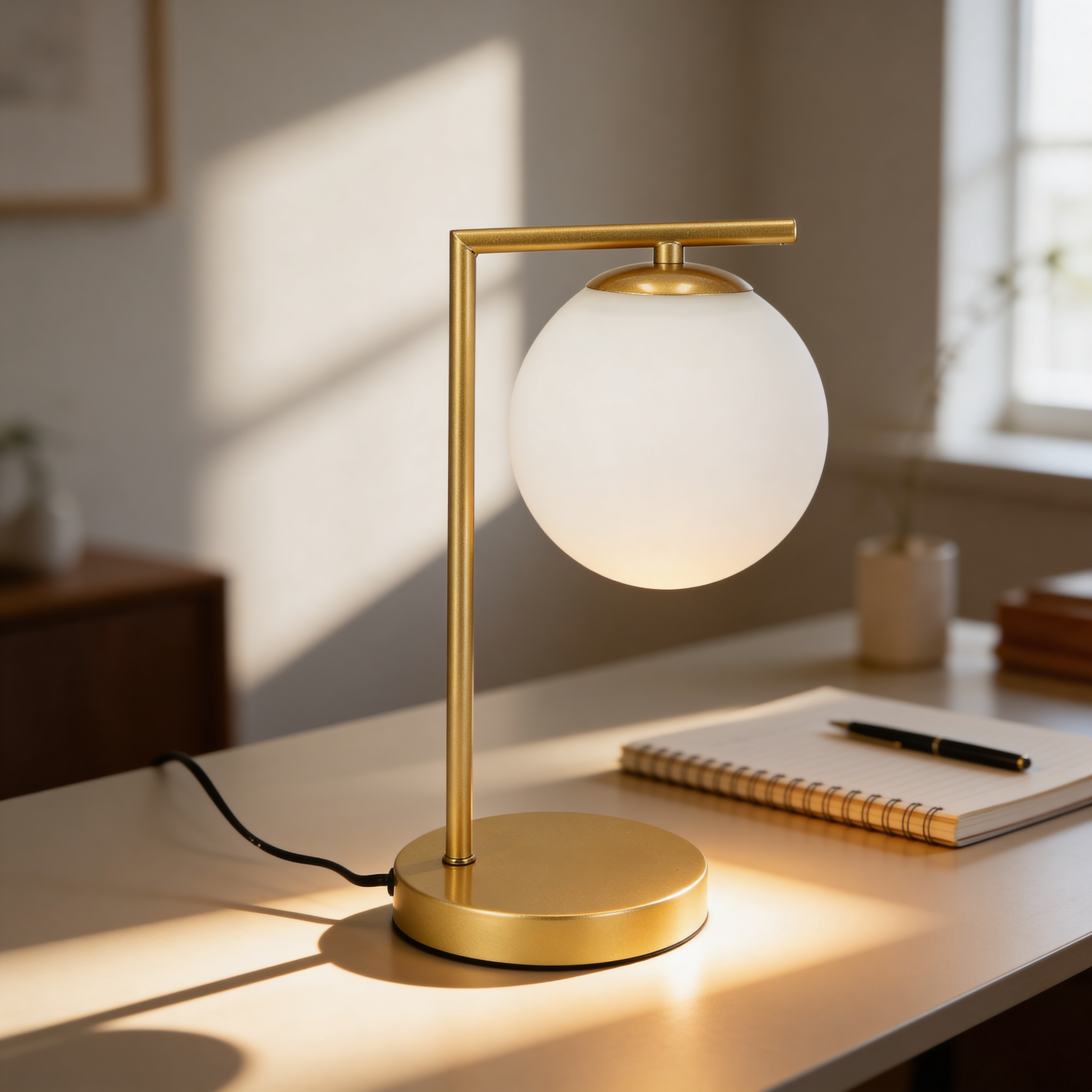 Lampka biurkowa z szklaną kulą w stylu eleganckim | Orbitella