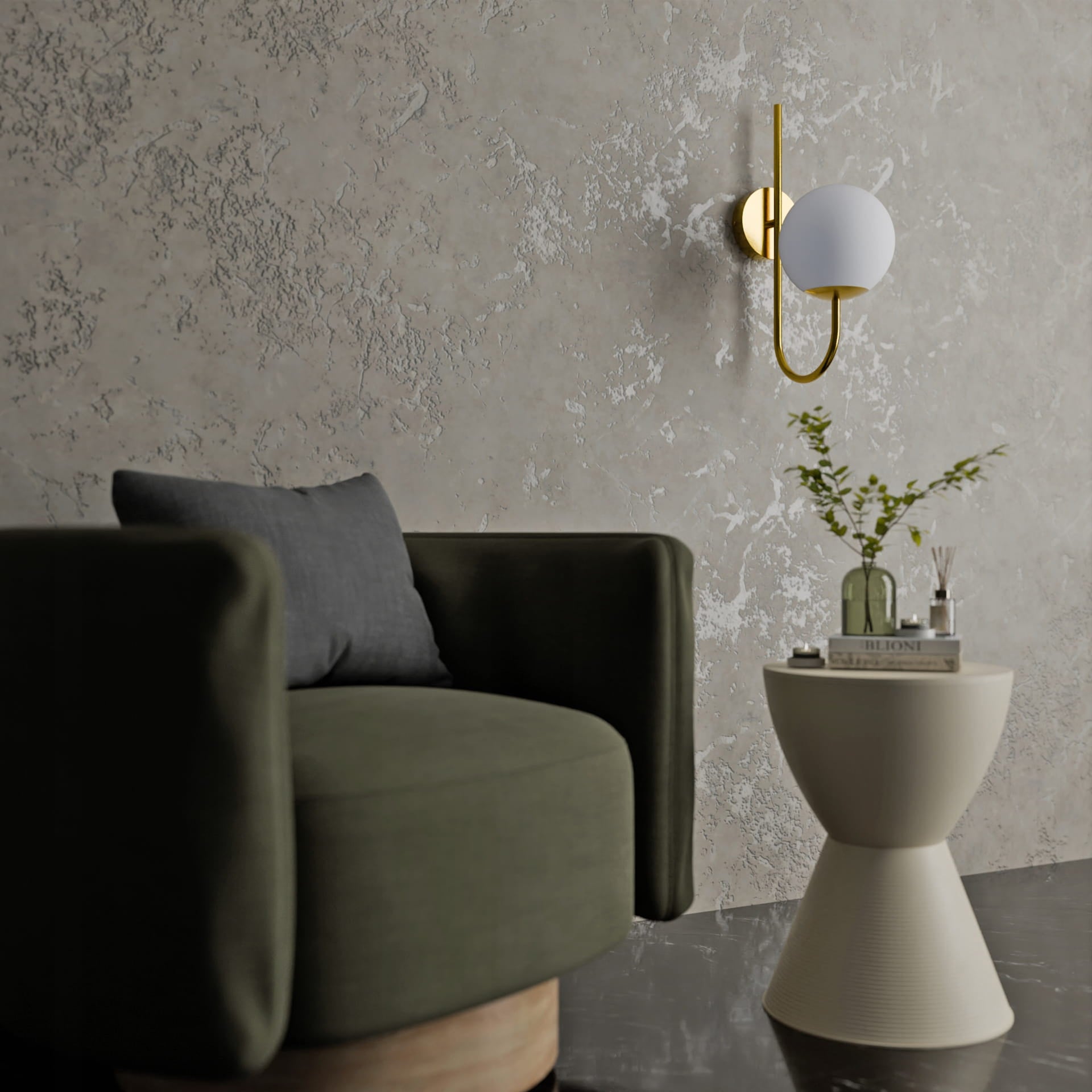 Kinkiet ścienny z białą kulą Orbitella