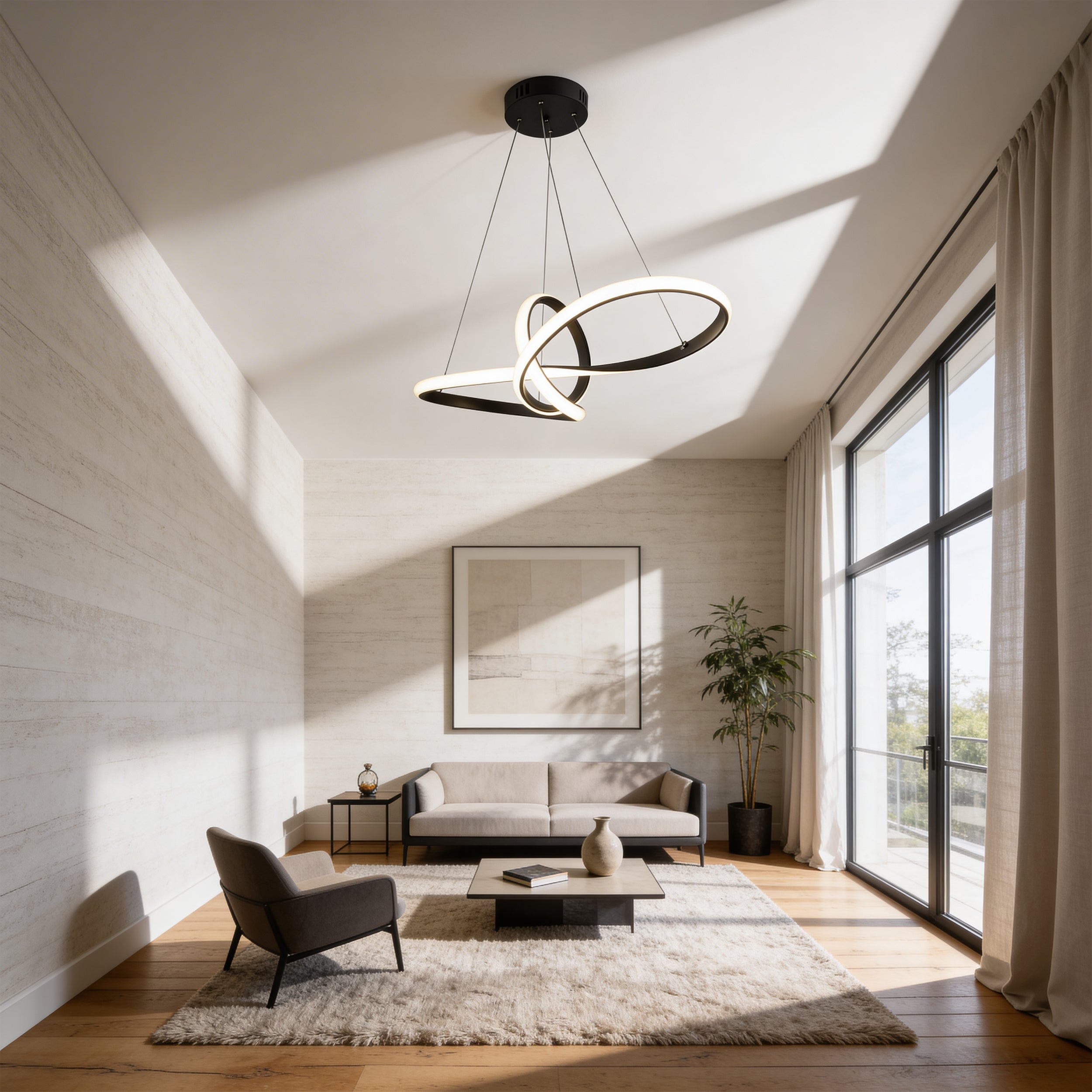 Lampa wisząca LED z geometryczną rzeźbiarską formą w stylu nowoczesnym | Loopra