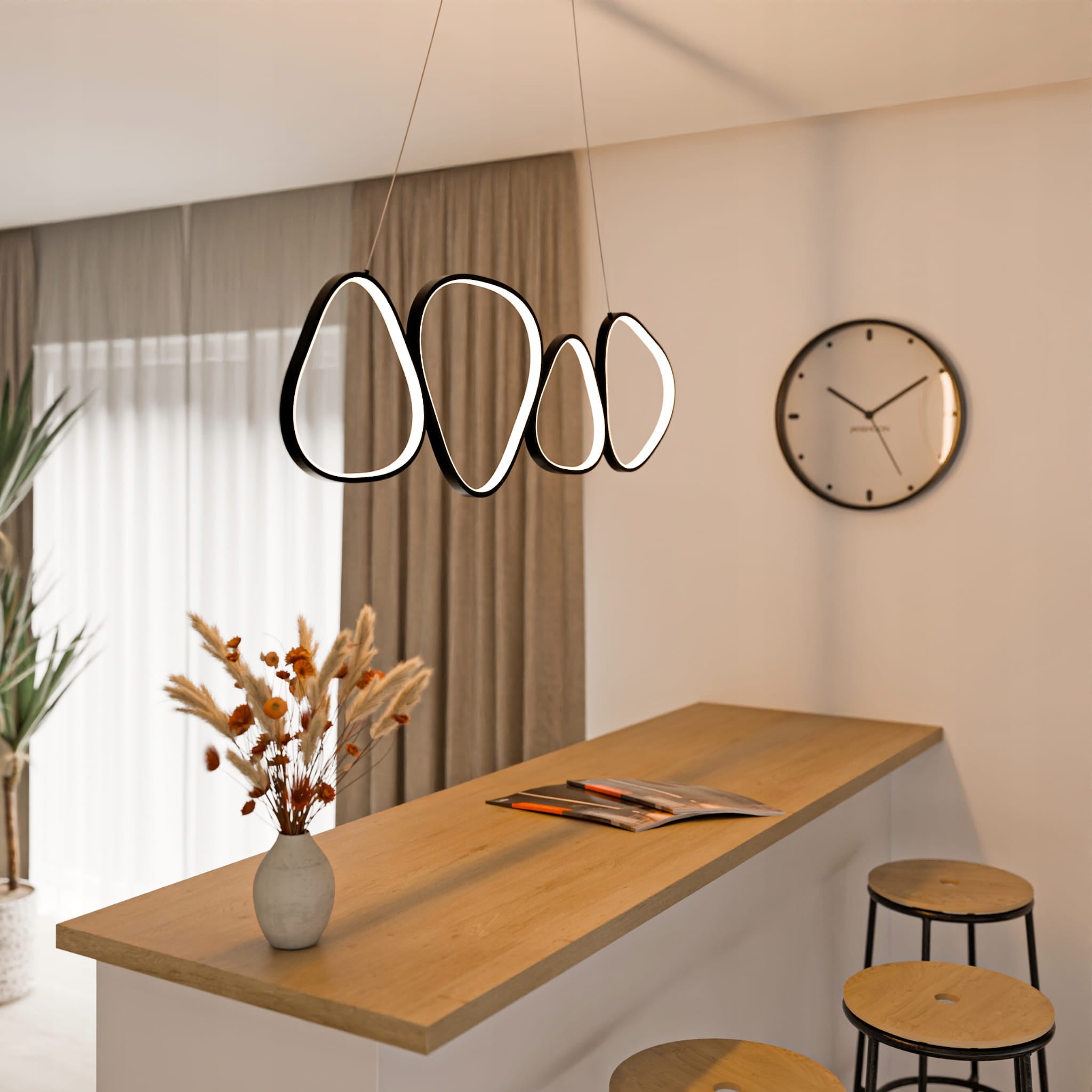 Lampa wisząca LED z czterema pętlami światła w stylu nowoczesnym | Loria