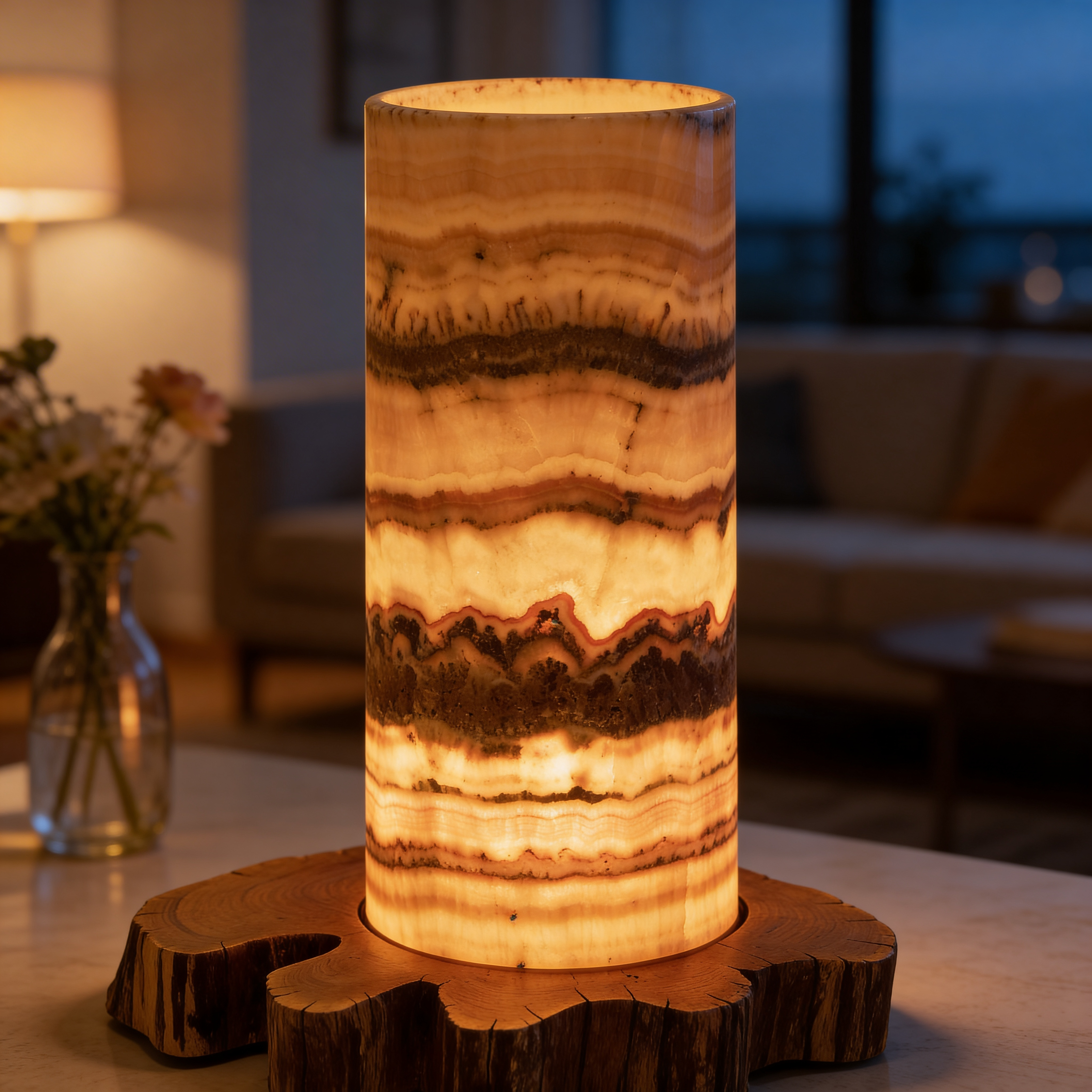 Lampa z naturalnego onyksu w stylu eleganckim | Sirelis