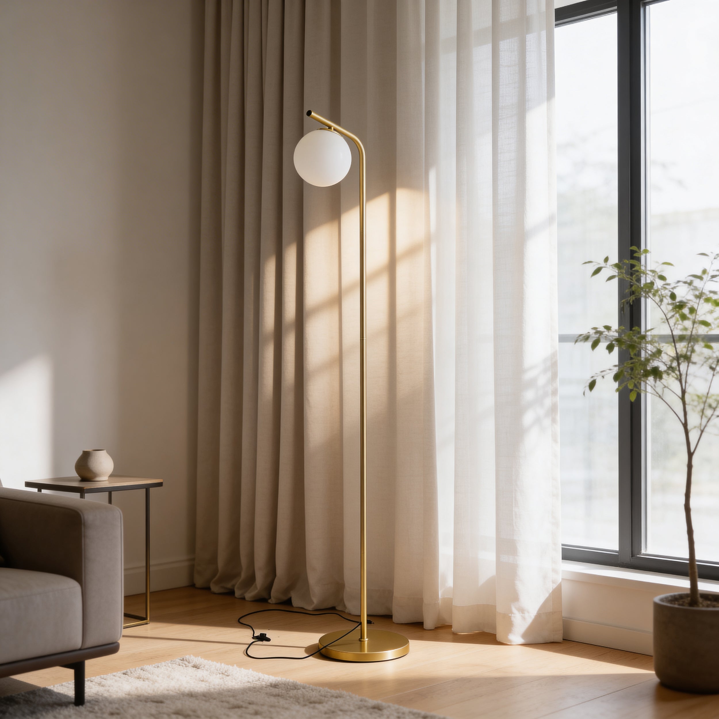 Lampa podłogowa z kulą w stylu nowoczesnym | Orbitella