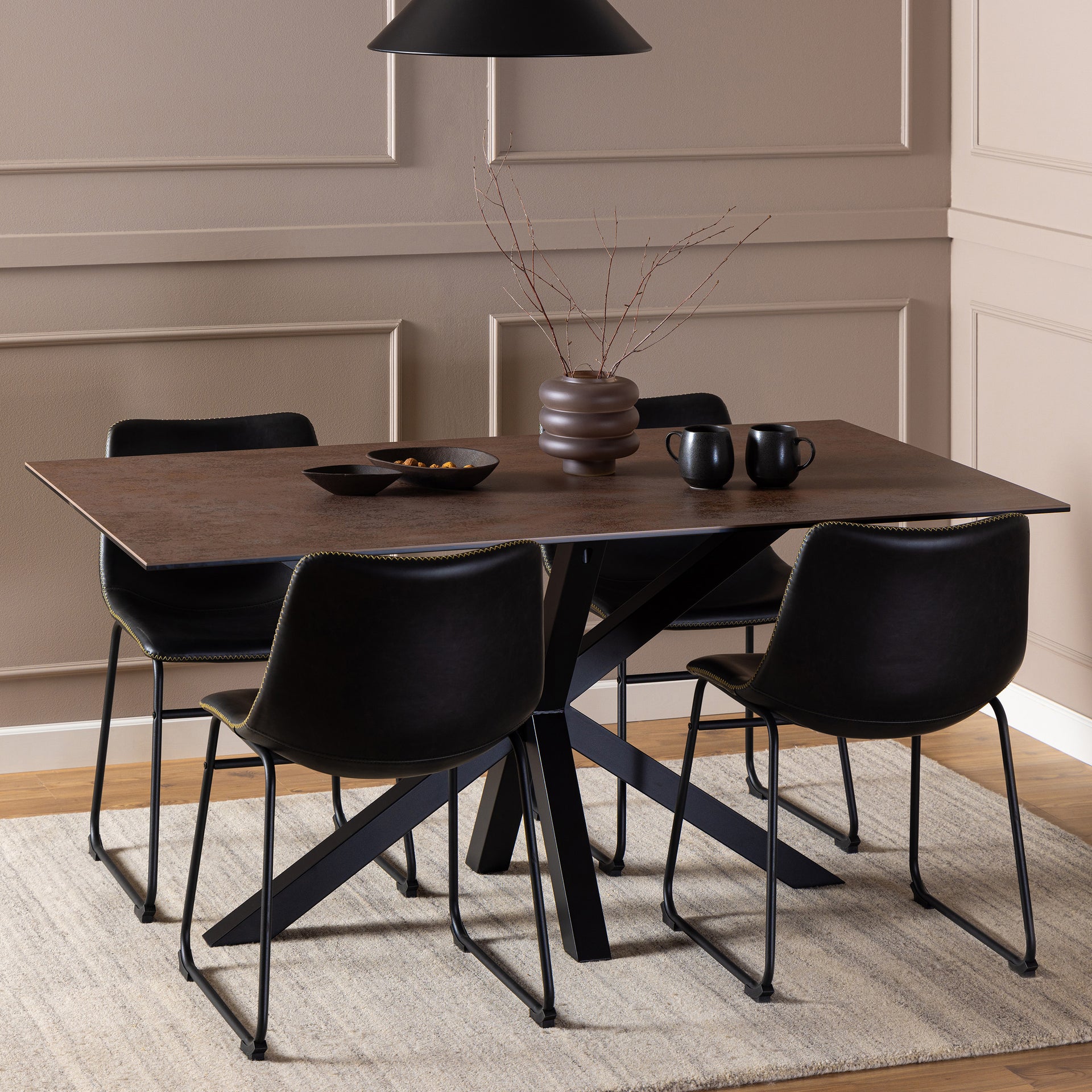 Stół do jadalni 160x76 w stylu nowoczesnym - elegancki blat ceramiczny, 4 warianty kolorystyczne | Oryss