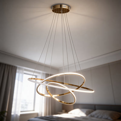 Lampa wisząca LED z trzema pętlami światła w stylu glamour | Movimento