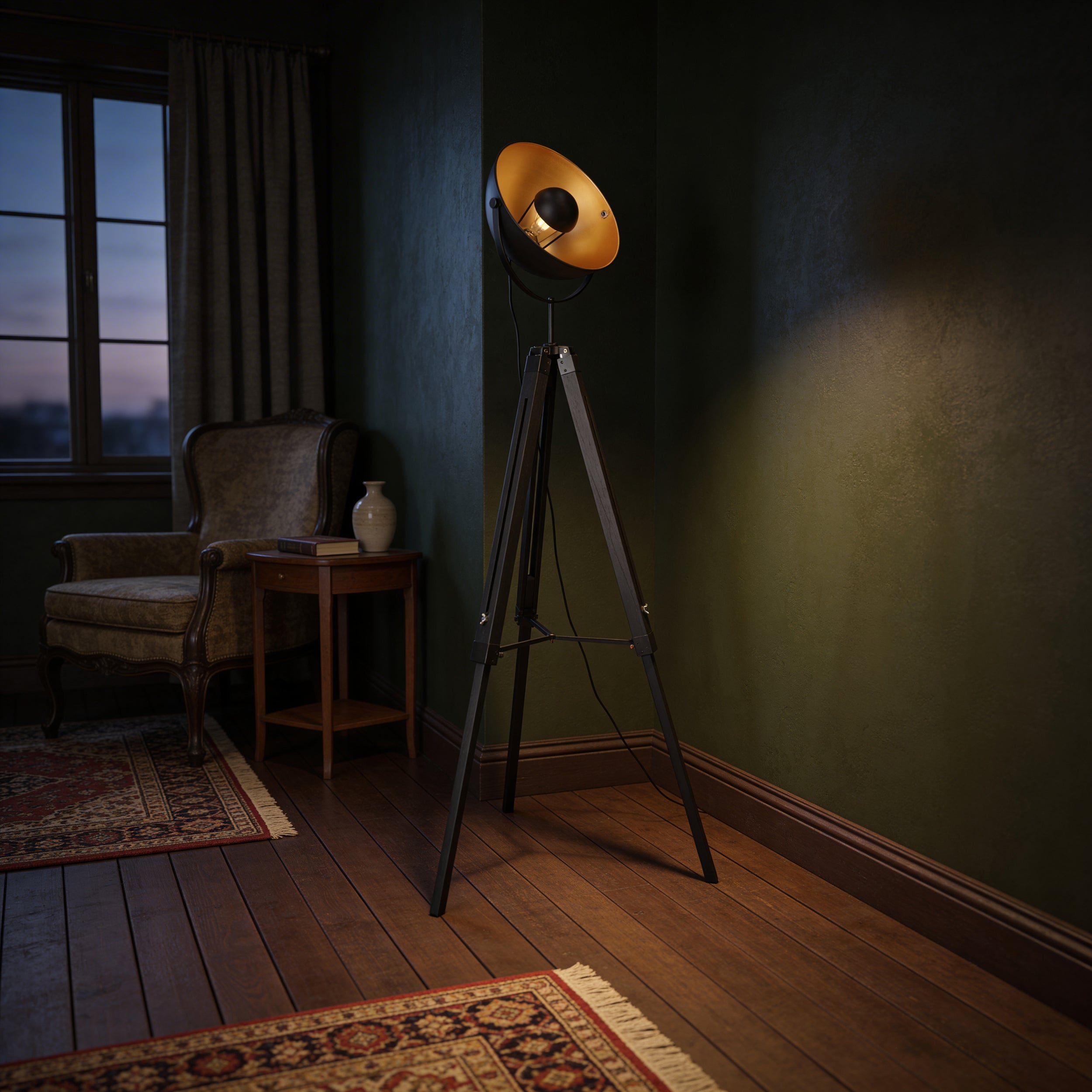 Lampa podłogowa reflektor na trójnogu w stylu retro | Reflecto