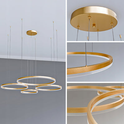 Lampa wisząca LED z czterema pierścieniami w stylu glamour | Soliva