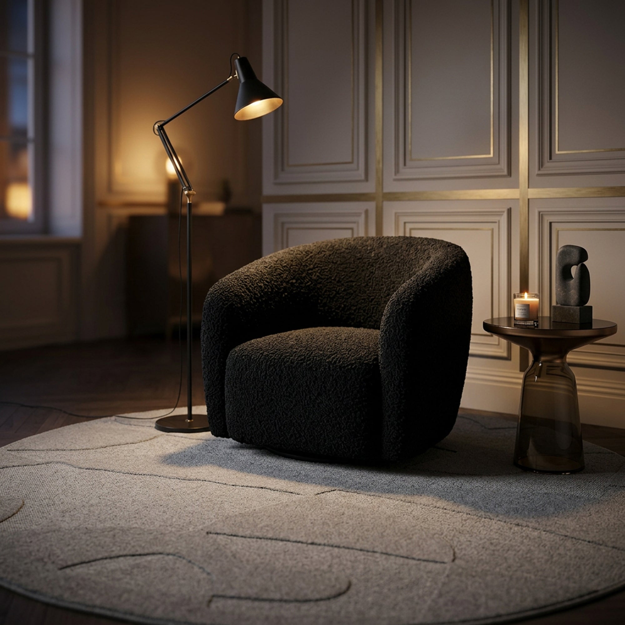 Okrągły dywan Noria Grafitowa Szarość