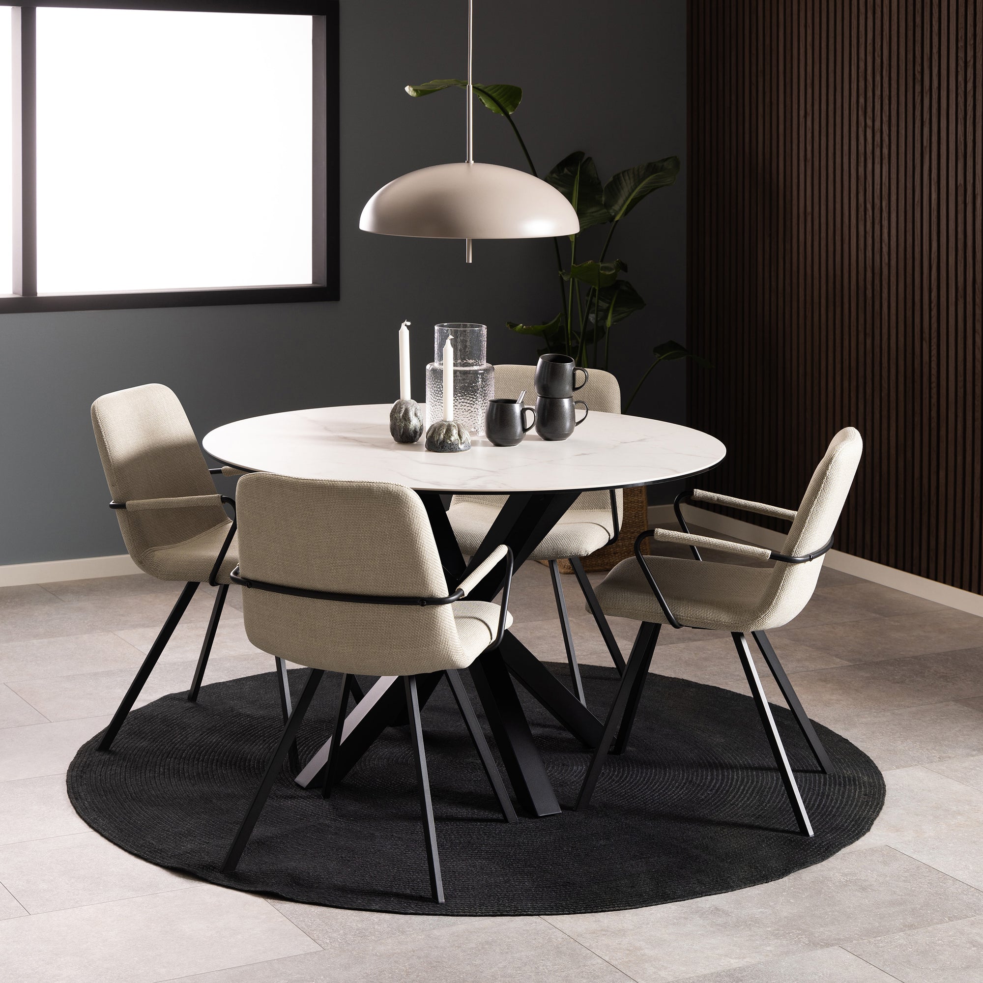 Okrągły stół do jadalni 119x76 w stylu nowoczesnym - ceramiczne wykończenie, loftowy charakter, 6 wariantów| Stela