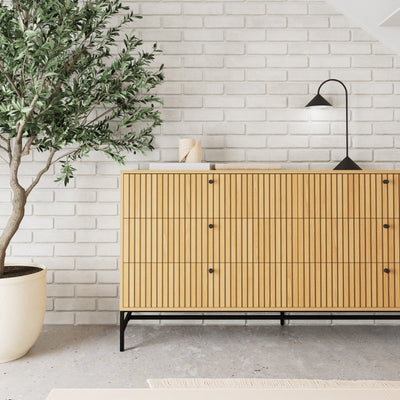 Komoda 158x81 z lamelowym frontem w stylu nowoczesnym | Bambouz
