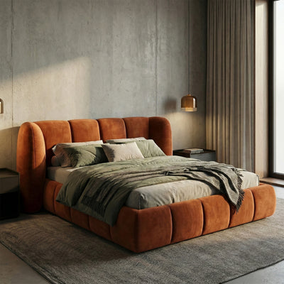 Łóżko tapicerowane pikowane z pojemnikiem w stylu soft modern | Ventara