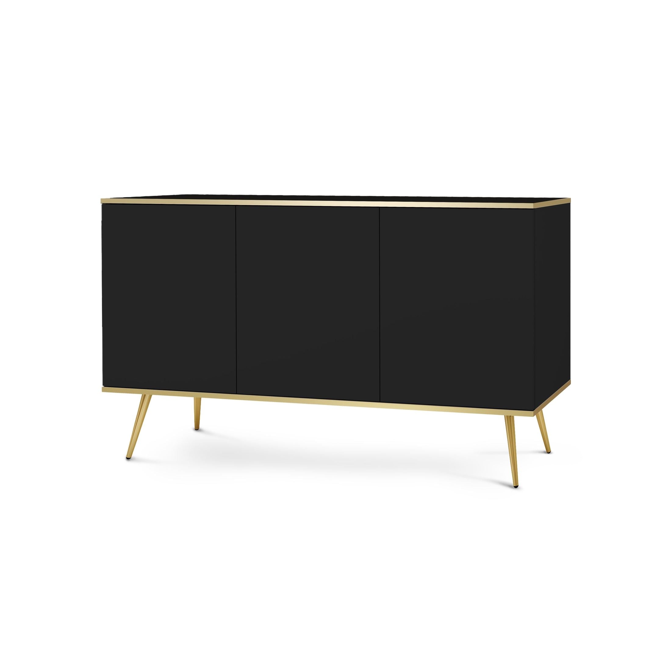Komoda 160x85 w stylu glamour | Meva Czarny Złota