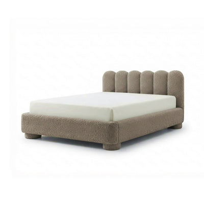 Łóżko tapicerowane Lattri 120x200–200x200 z pojemnikiem w stylu modern organic, tkanina Coral – kolor Popielisty Len (CORAL 50) | Pillovely