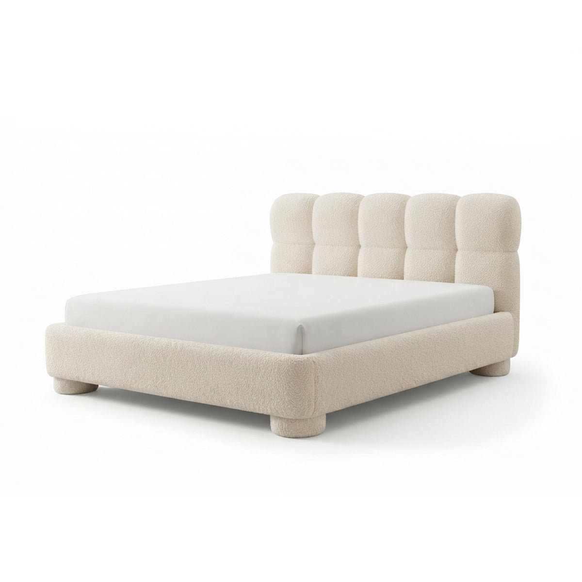 Łóżko tapicerowane Lattro 120x200–200x200 z pojemnikiem w stylu modern organic, tkanina Coral – kolor Lniany Beż (CORAL 15) | Pillovely