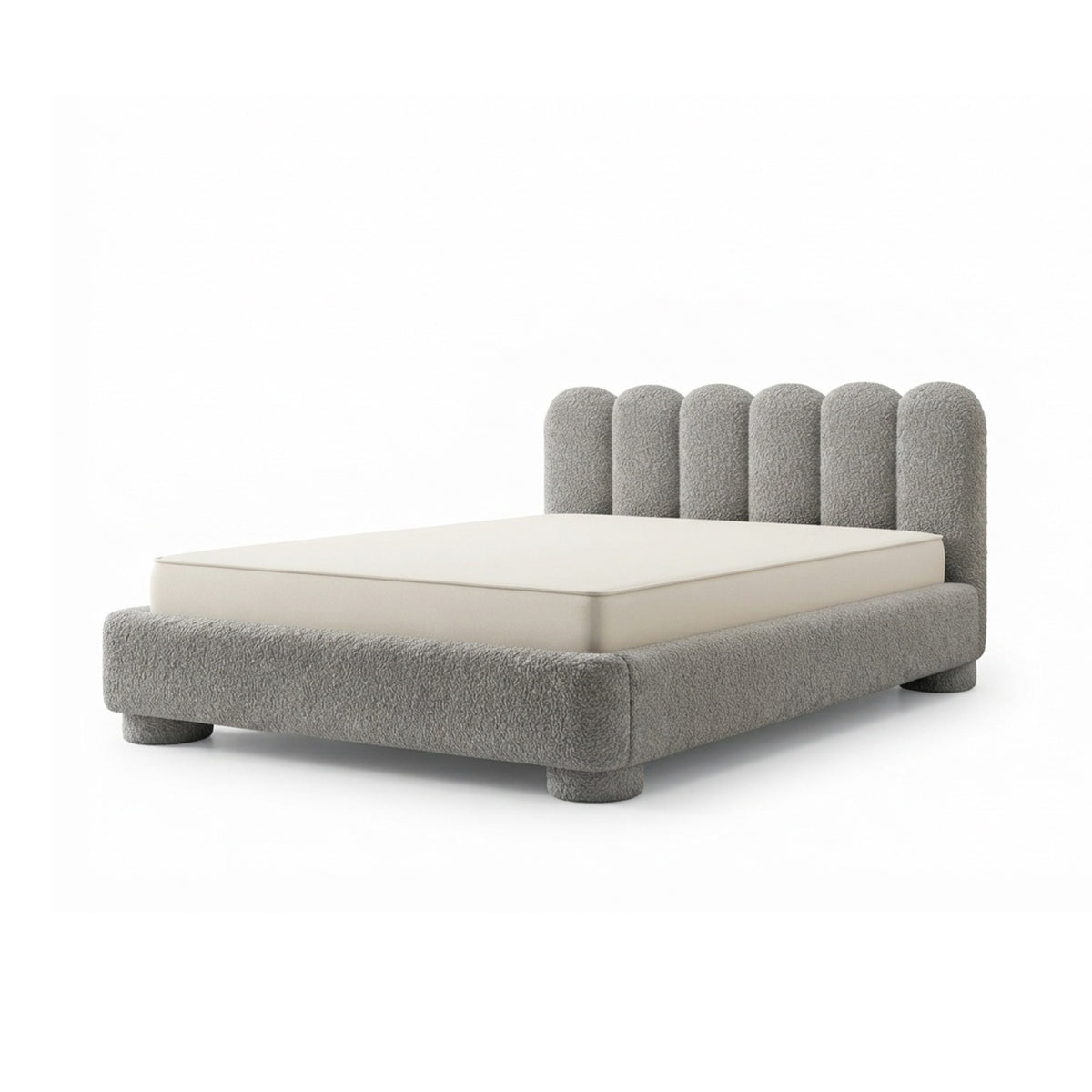 Łóżko tapicerowane Lattri 120x200–200x200 z pojemnikiem w stylu modern organic, tkanina Coral – kolor Szarość Pustyni (CORAL 75) | Pillovely