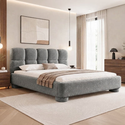 Łóżko tapicerowane Lattro 120x200–200x200 z pojemnikiem w stylu modern organic, tkanina Coral – w aranżacji wnętrza | Pillovely