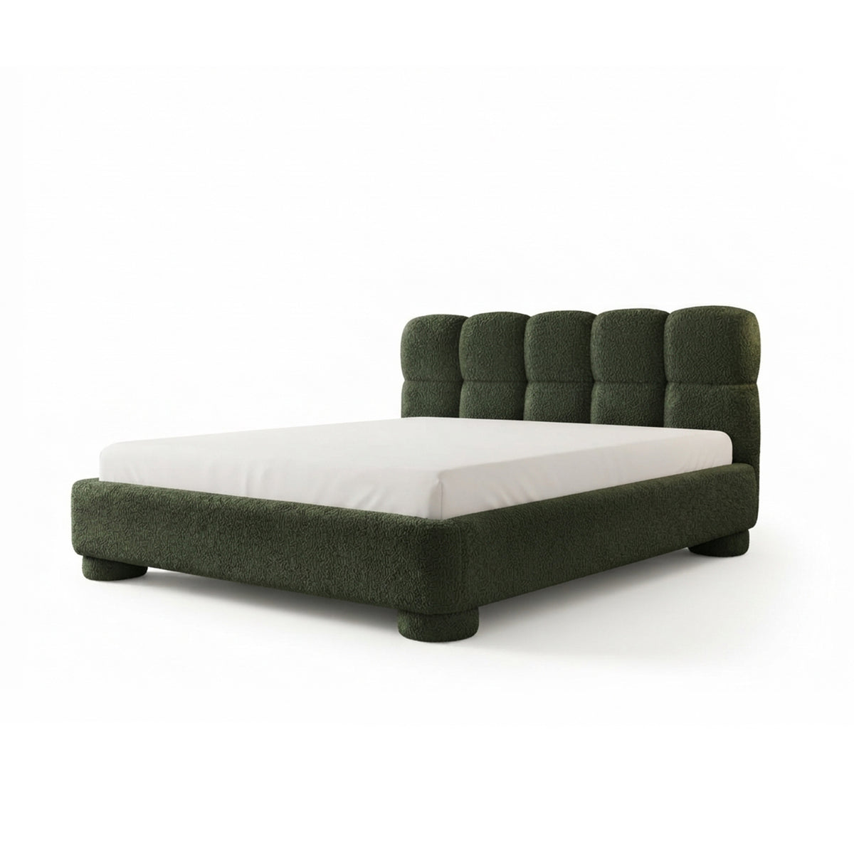 Łóżko tapicerowane Lattro 120x200–200x200 z pojemnikiem w stylu modern organic, tkanina Coral – kolor Leśny Mrok (CORAL 20) | Pillovely