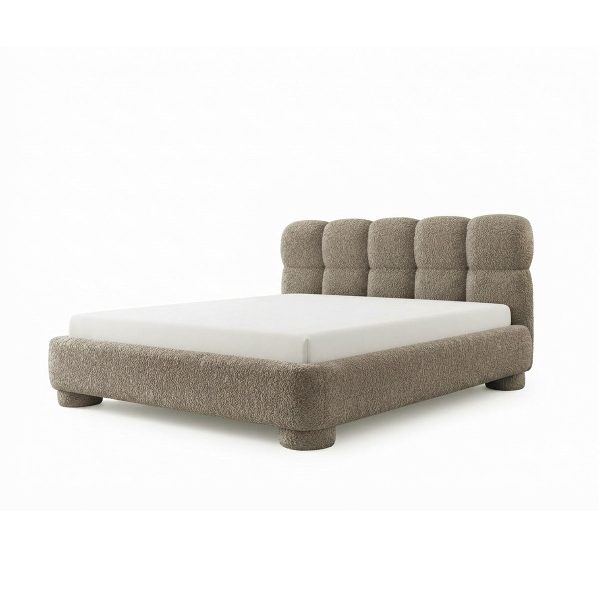 Łóżko tapicerowane Lattro 120x200–200x200 z pojemnikiem w stylu modern organic, tkanina Coral – kolor Popielisty Len (CORAL 50) | Pillovely