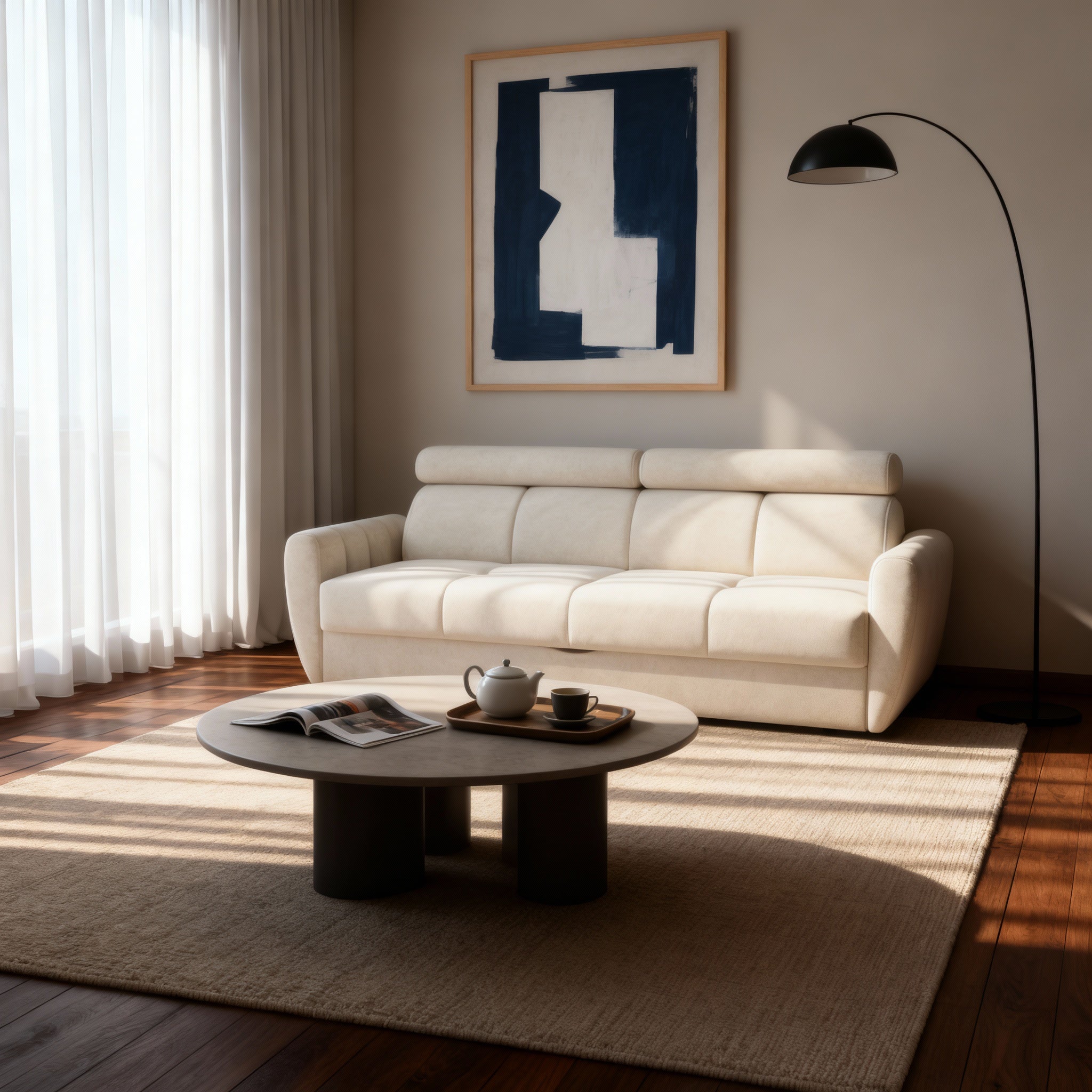 Sofa z funkcją spania 3-osobowa 227 cm w stylu minimalistycznym | Franec